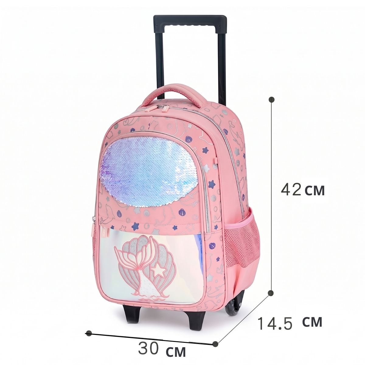 Cartable sirène fille | Roulettes amovibles | Grande capacité | Tissu Oxford résistant