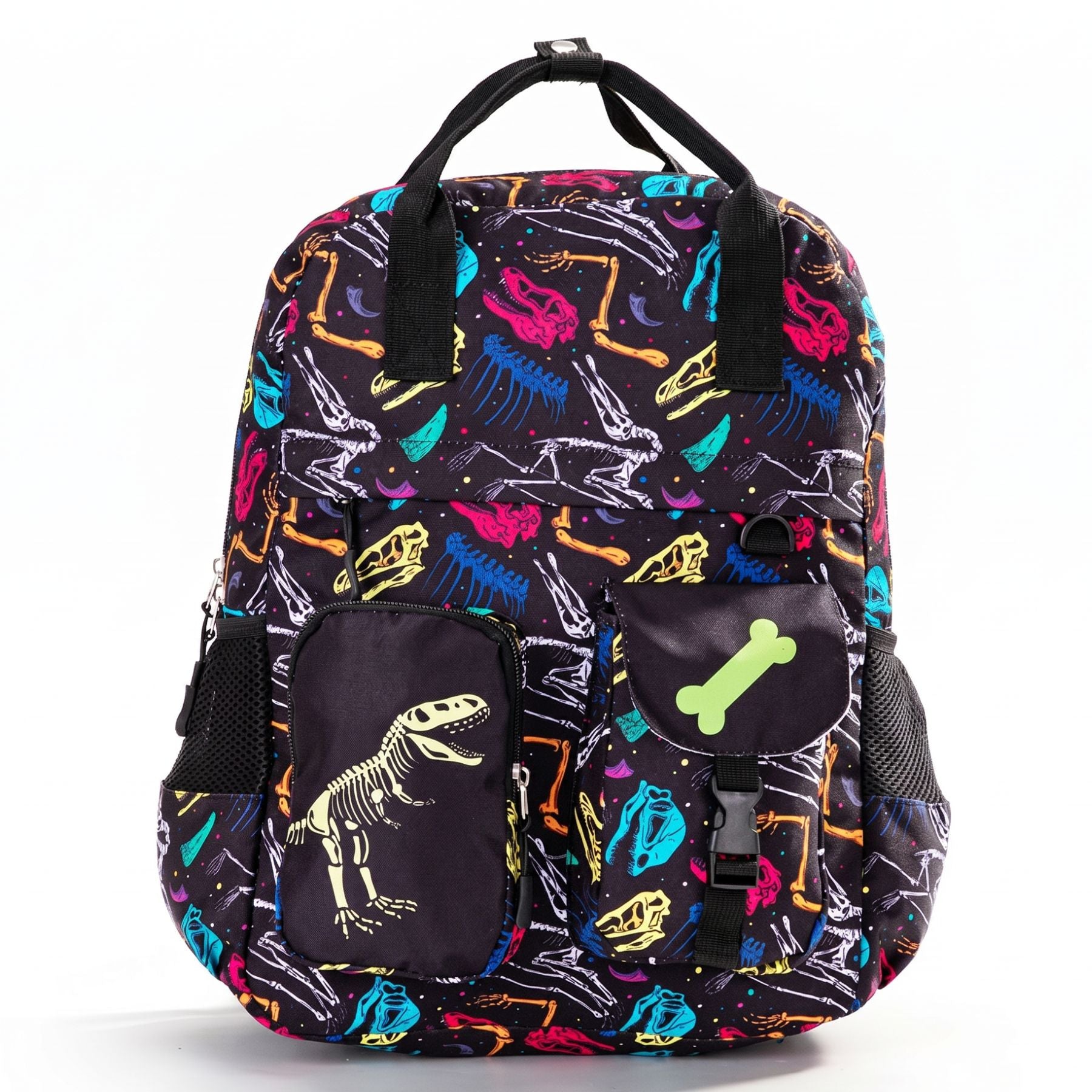 Cartable squelette dinosaure | Tissu Oxford résistant | Multiples rangements | Port confortable