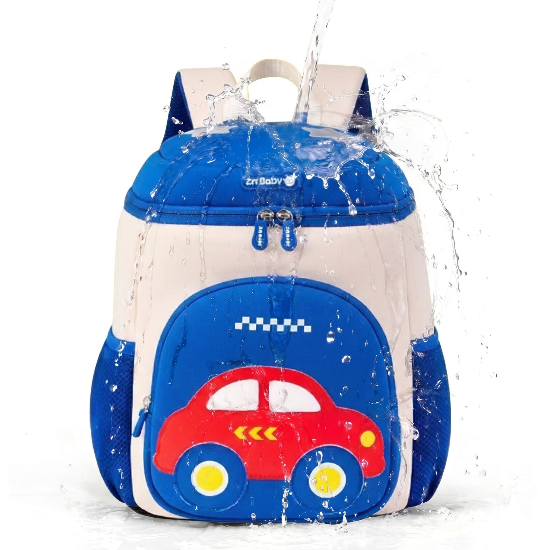 Cartable voiture 3D | Poches latérales filet | Tissu néoprène léger | Idéal maternelle