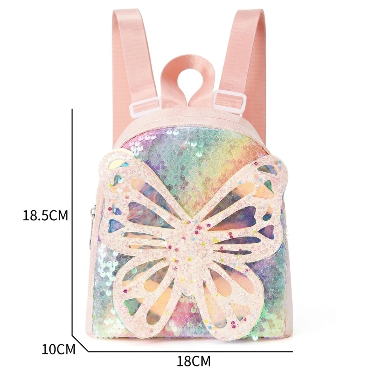 Mini sac à dos papillon maternelle | PU waterproof | Paillettes multicolores