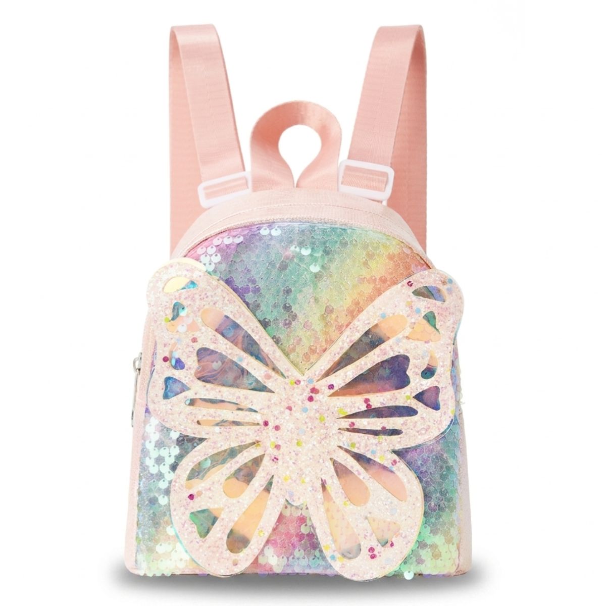 Mini sac à dos papillon maternelle | PU waterproof | Paillettes multicolores