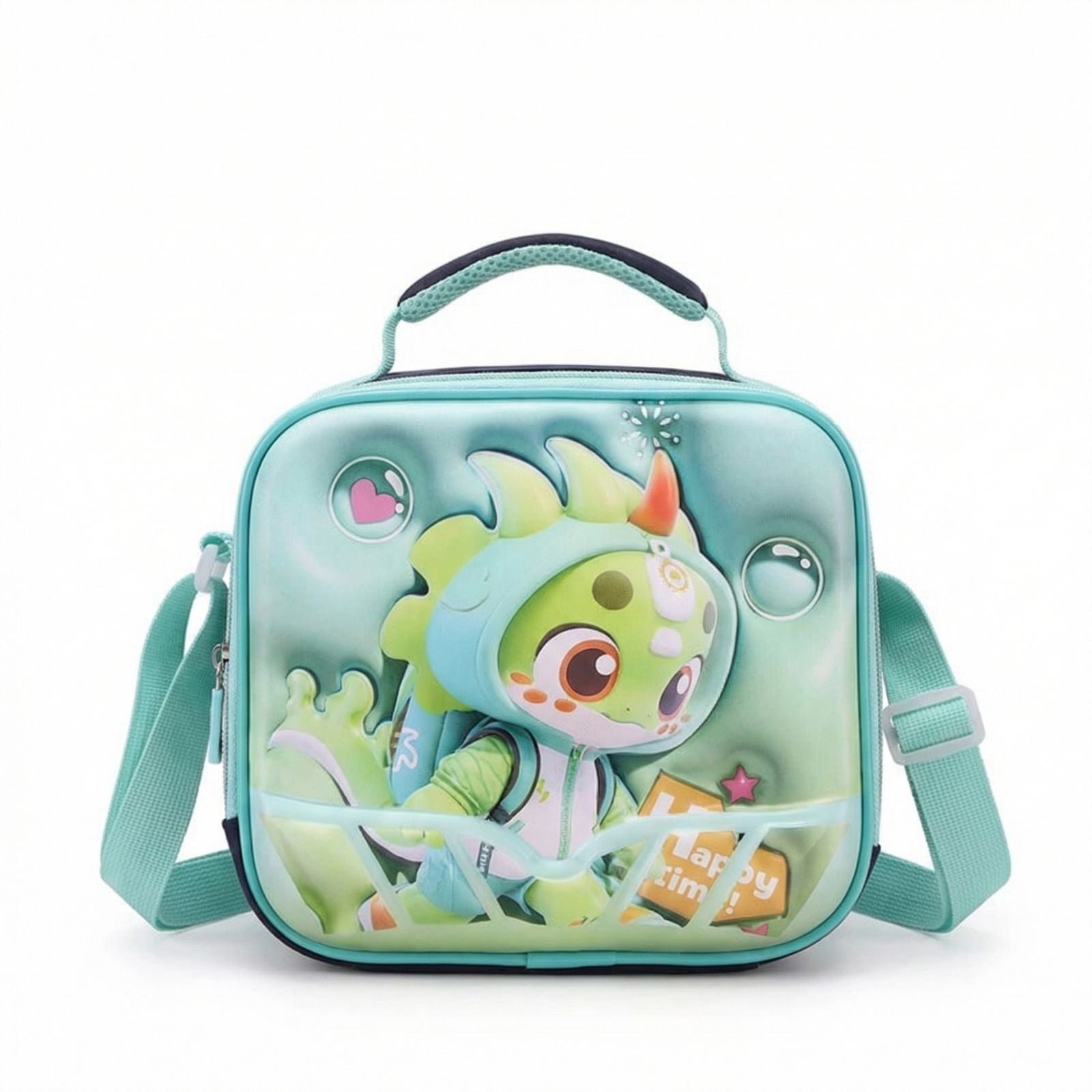 Sac Trolley École Primaire | Dinosaure Vert & Bleu 3D | Set 3 Pièces | Imperméable CP au CM2