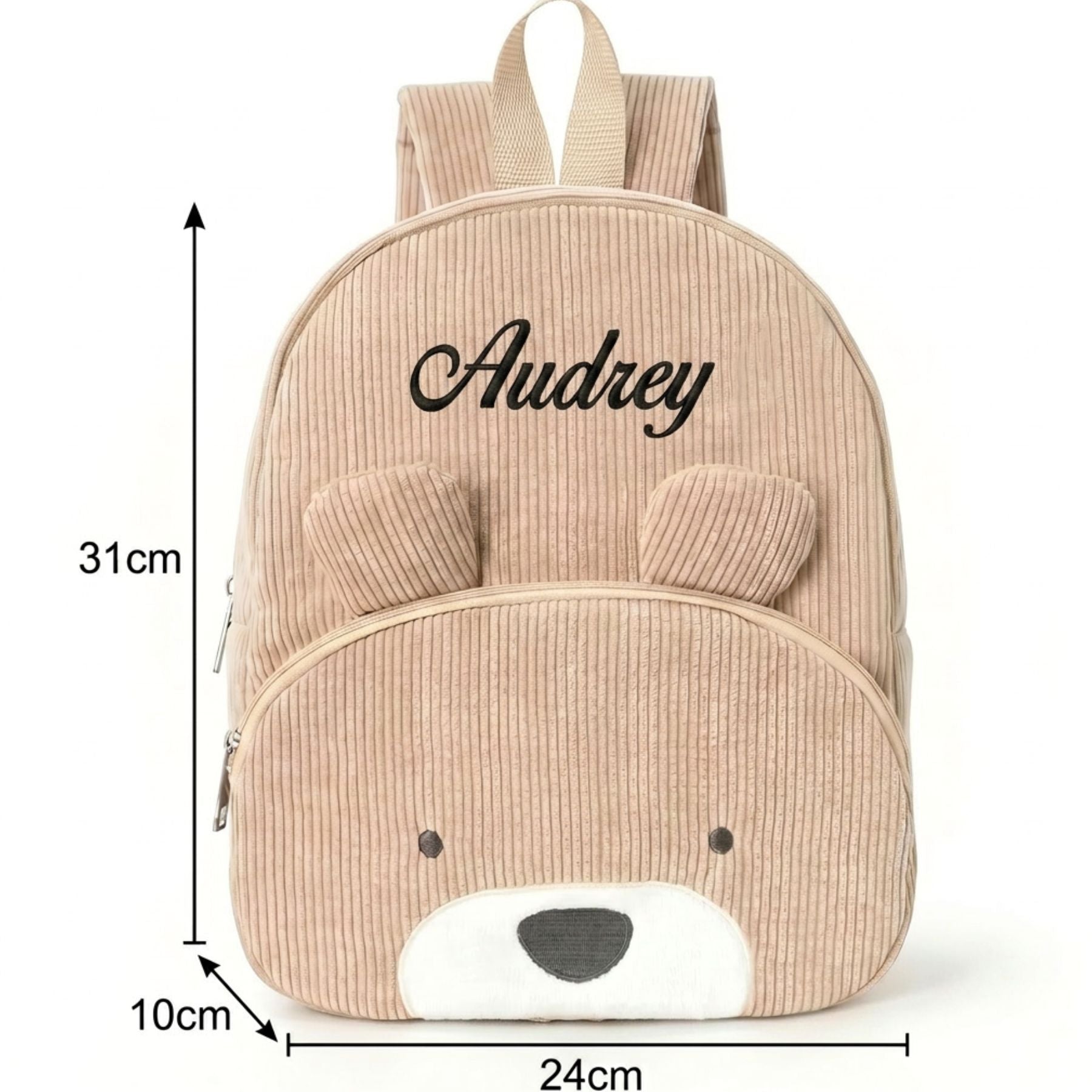 Sac à Dos Ours Personnalisé | Prénom Brodé | Velours Côtelé Doux pour Enfant