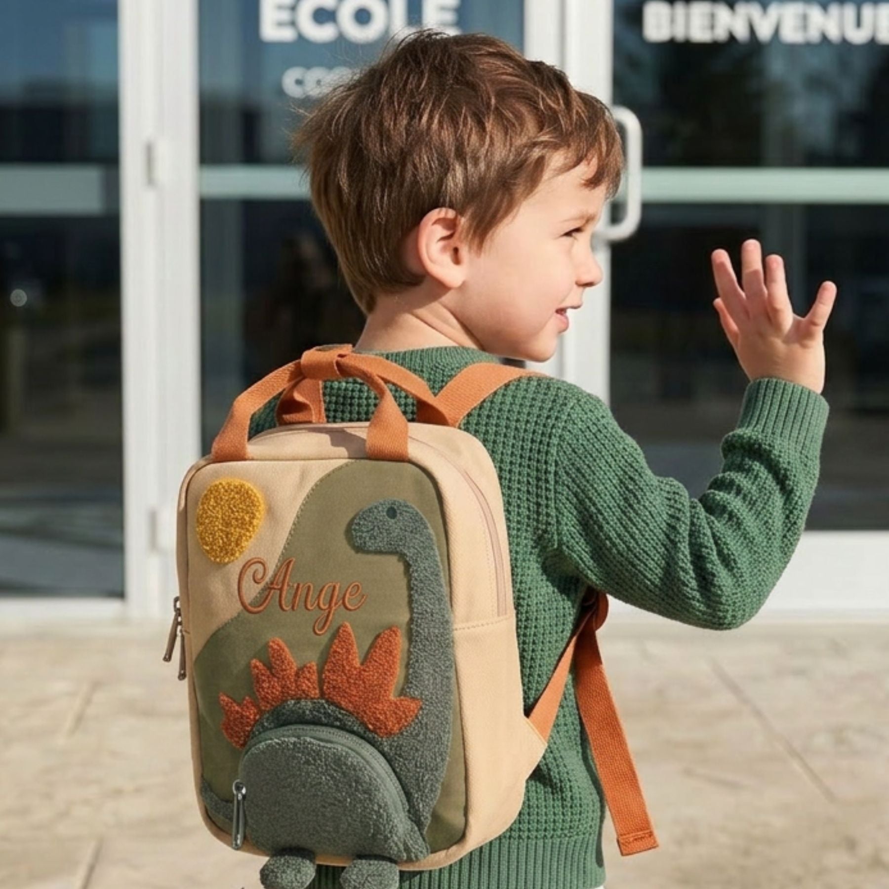 Sac à dos Dinosaure Personnalisé | Prénom Brodé | Cartable Maternelle Enfant