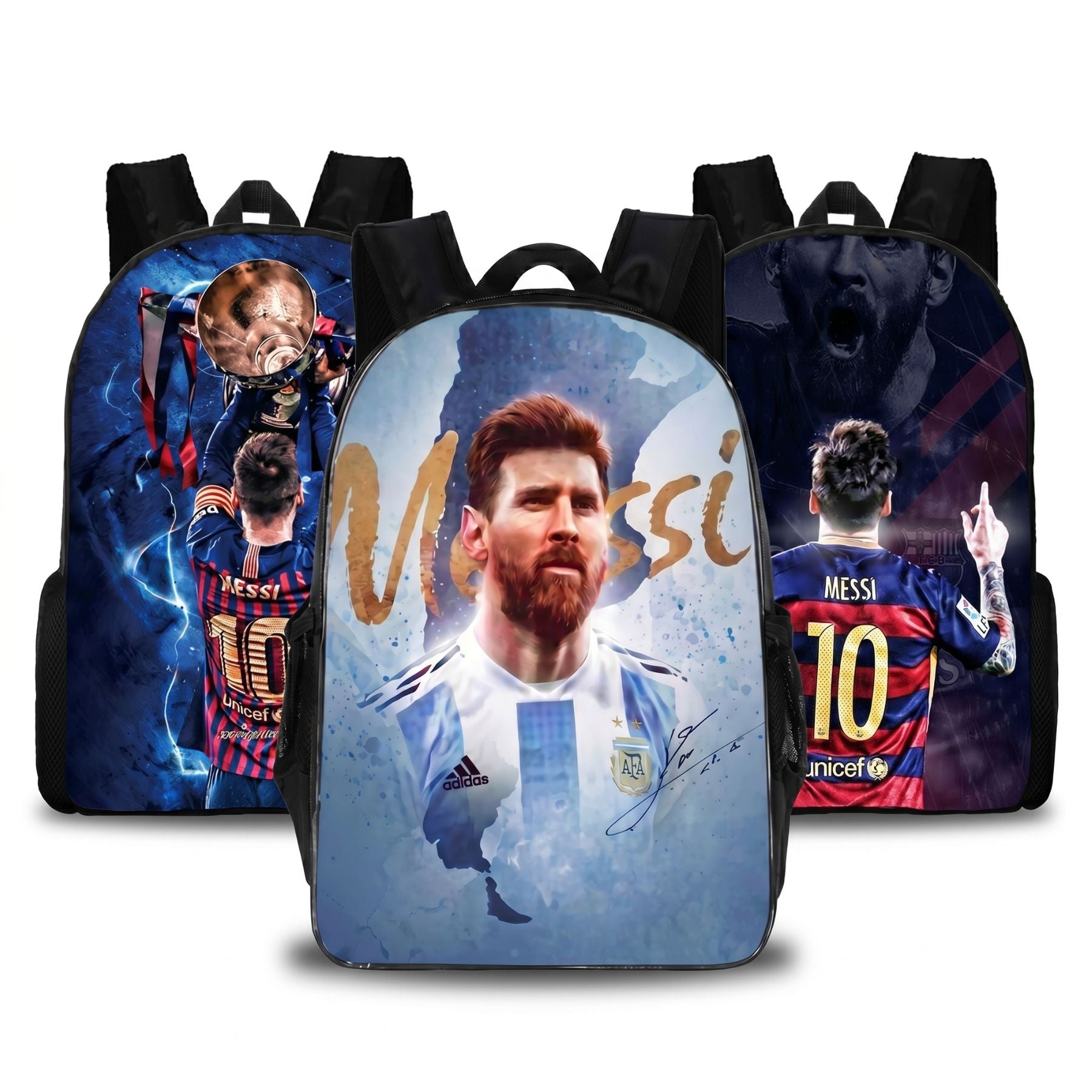 Sac à dos Messi | Ensemble 3 pièces (sac + bandoulière + trousse) | Tissu Oxford résistant