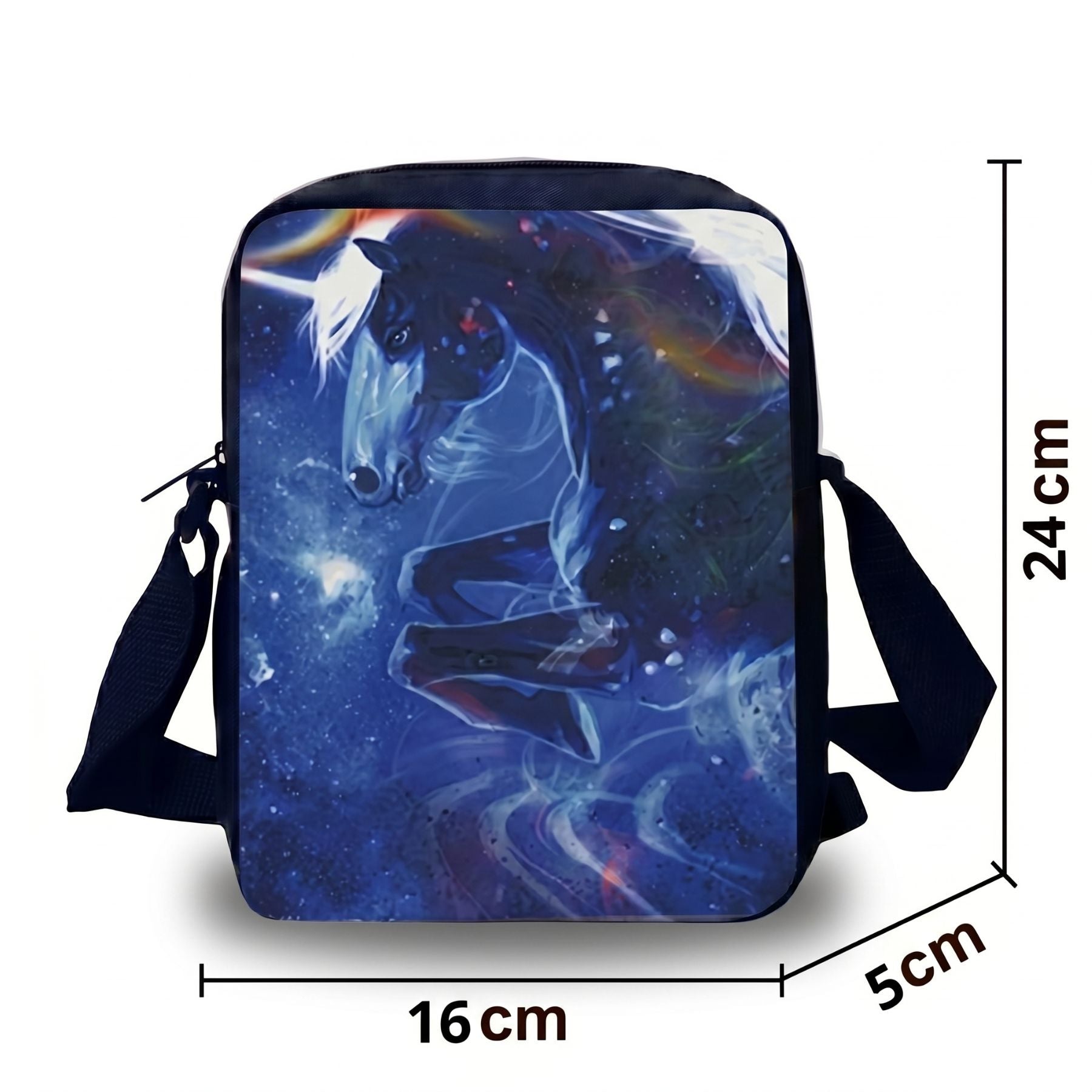 Sac à dos cheval spatial | Kit 3 pièces (sac + bandoulière + trousse) | Nylon résistant