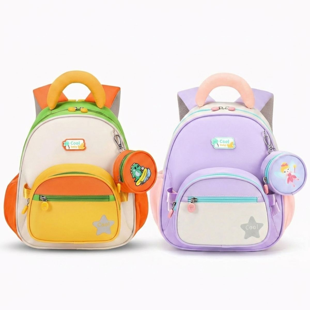 Sac à dos maternelle pastel | Pochette incluse | Tissu Oxford résistant | Transport facile