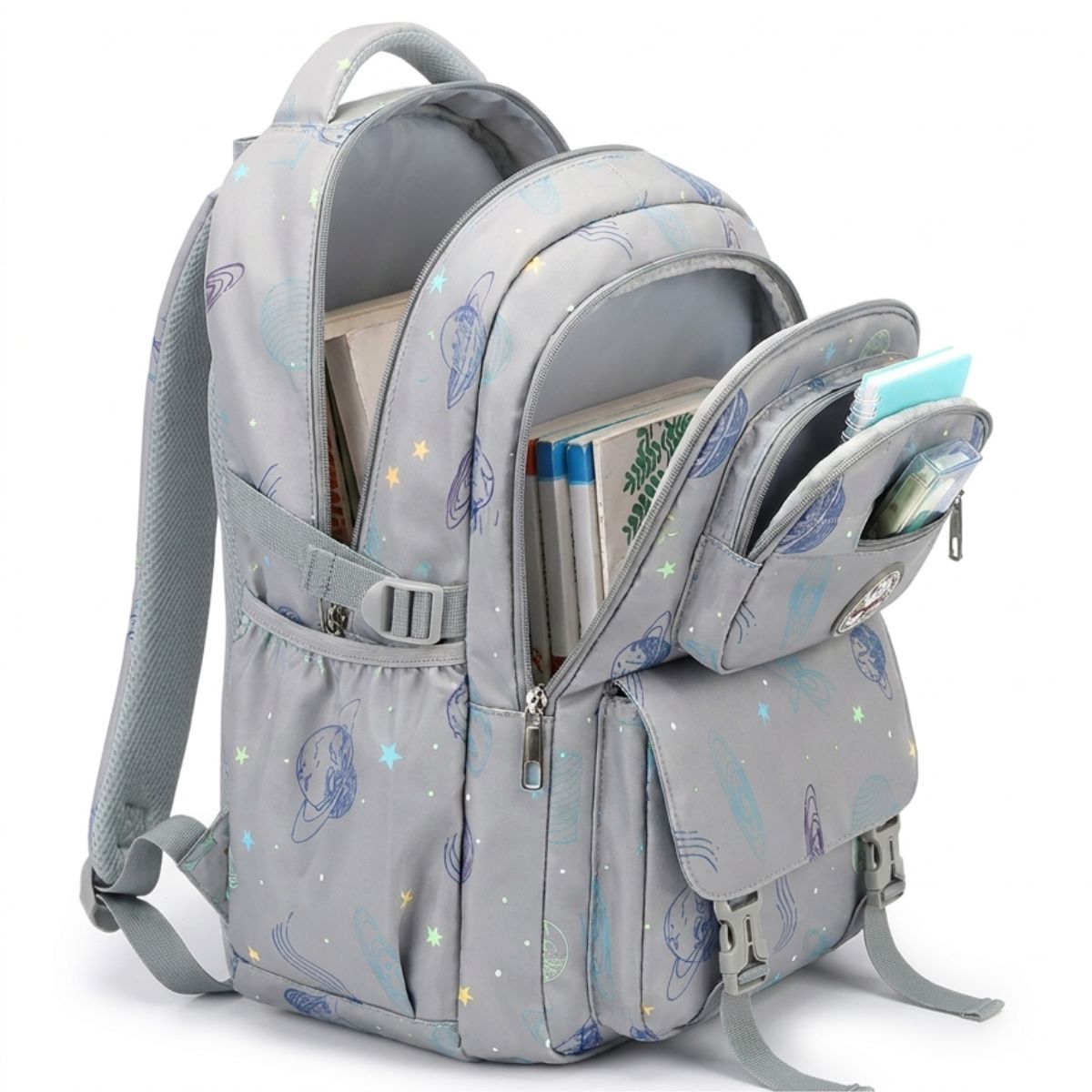 Sac à dos scolaire spatial | Multiples compartiments | Oxford imperméable