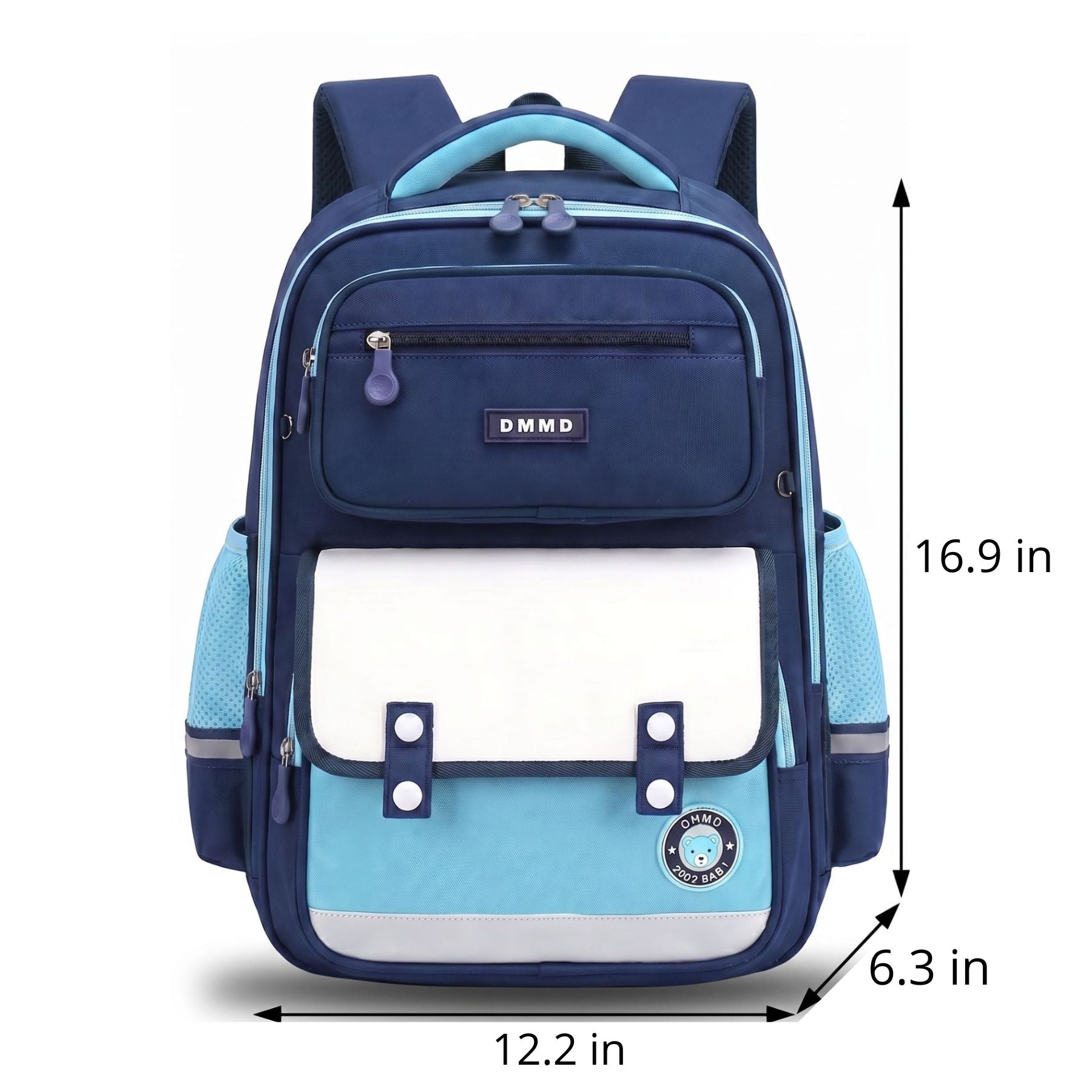 Royal Blue & Sky Blue School Backpack | Reinforced Breathable Back | Durable Oxford Fabric