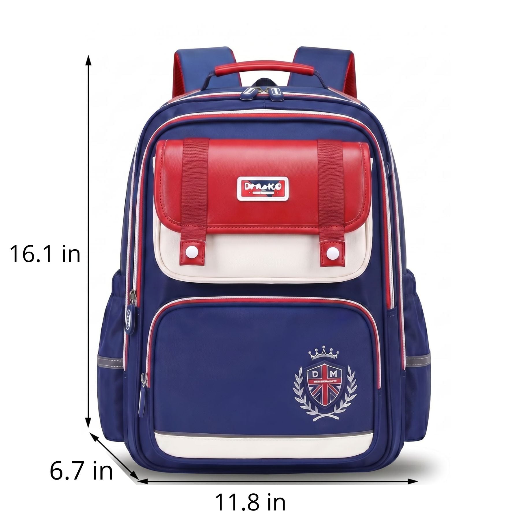 Blue & Red School Backpack | Large Capacity | Waterproof Oxford Fabric