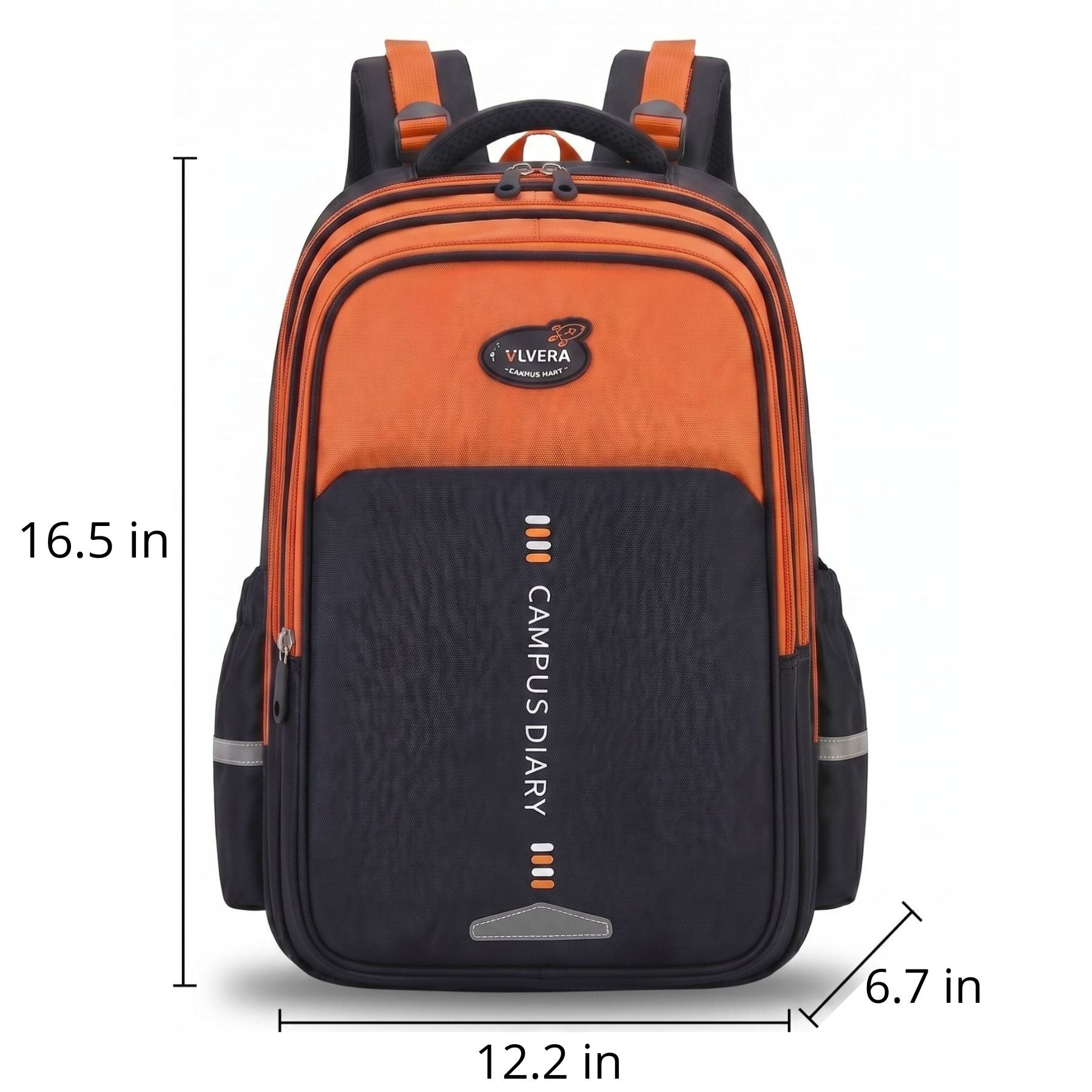 Orange & Black School Backpack | Large Capacity | Waterproof Oxford Fabric | Comfortable Fit