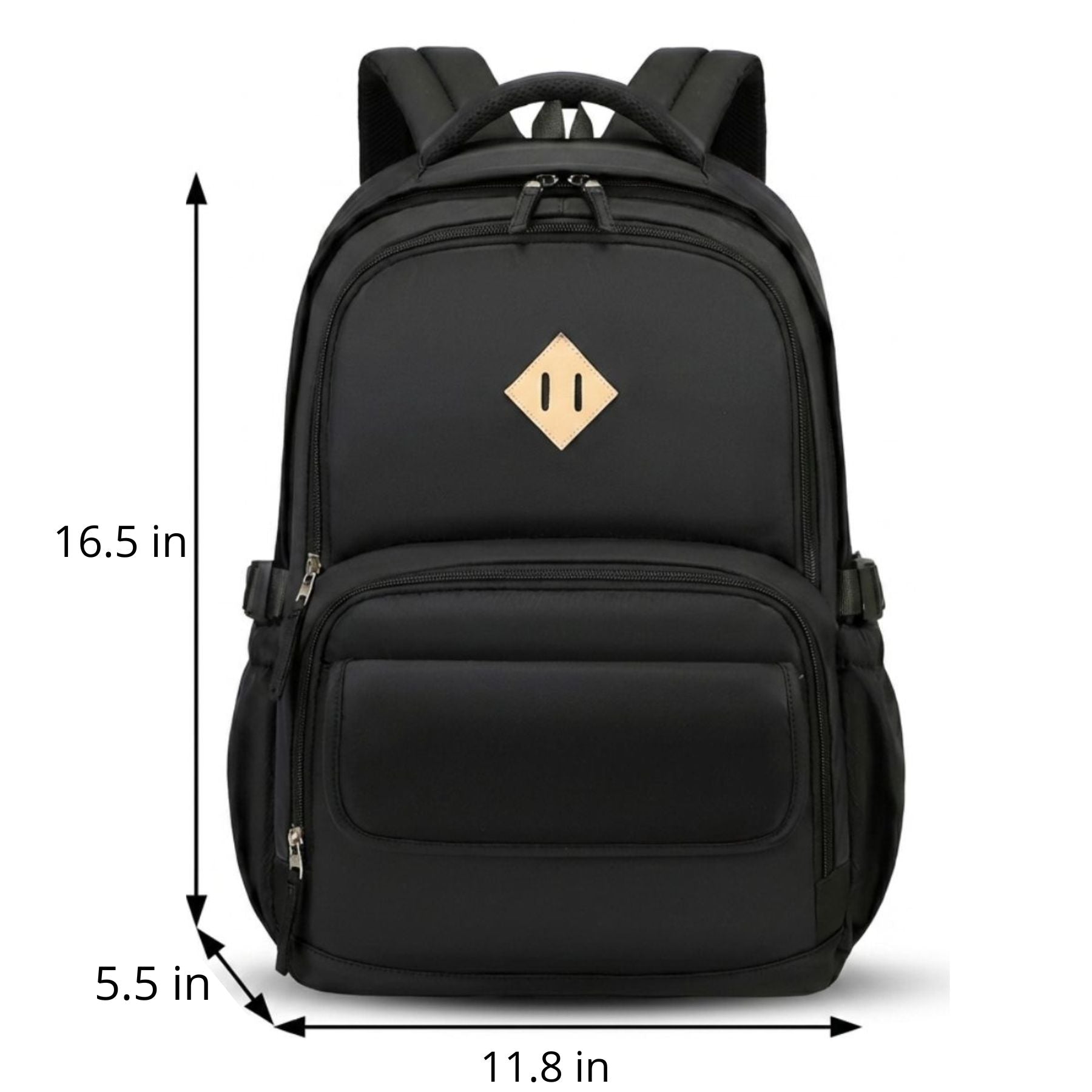 Modern Black School Backpack | Multiple Compartments | Water-Resistant Fabric | Backpack & Pencil Case