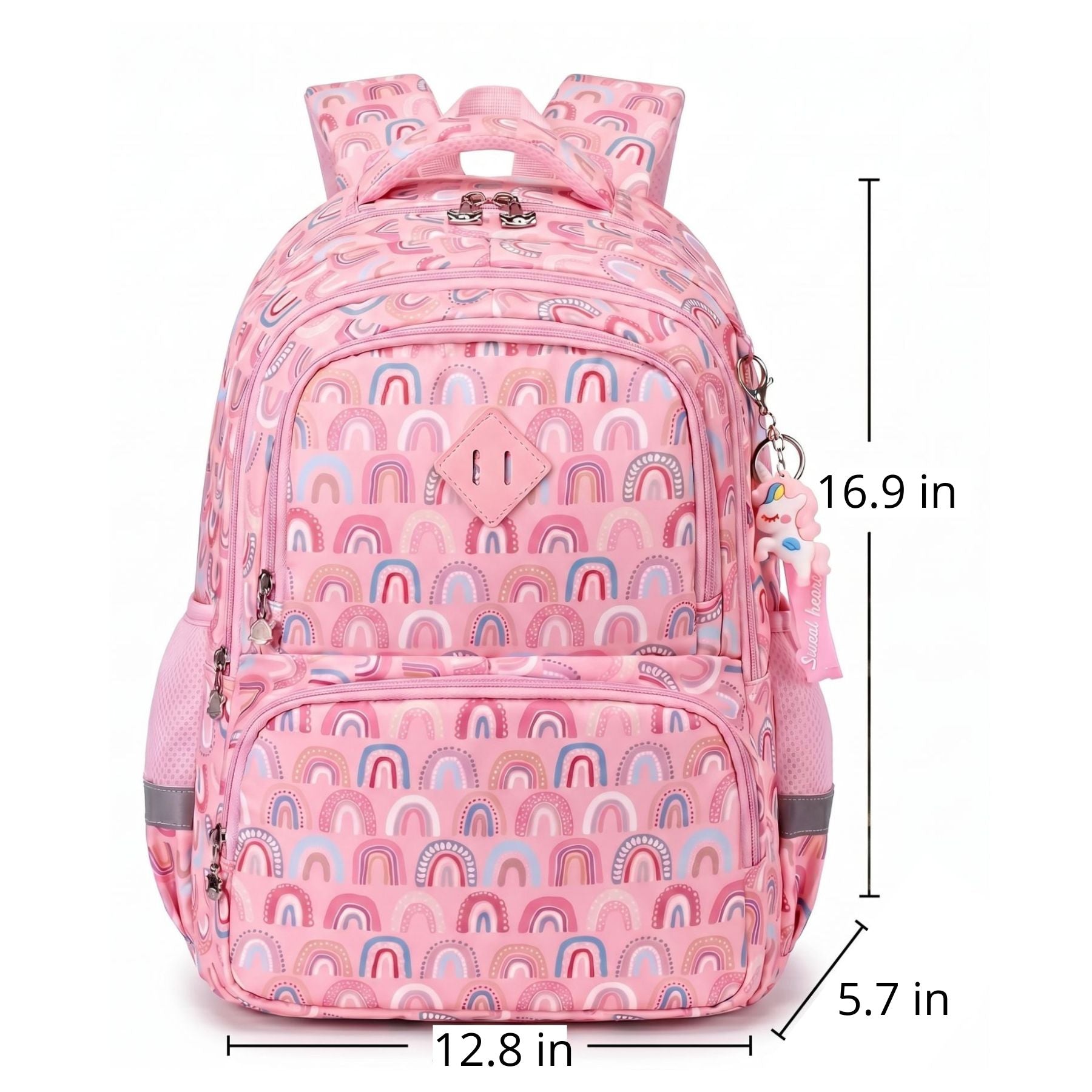 Pink Rainbow School Backpack | Large Capacity | Durable Oxford Fabric | Comfortable Straps