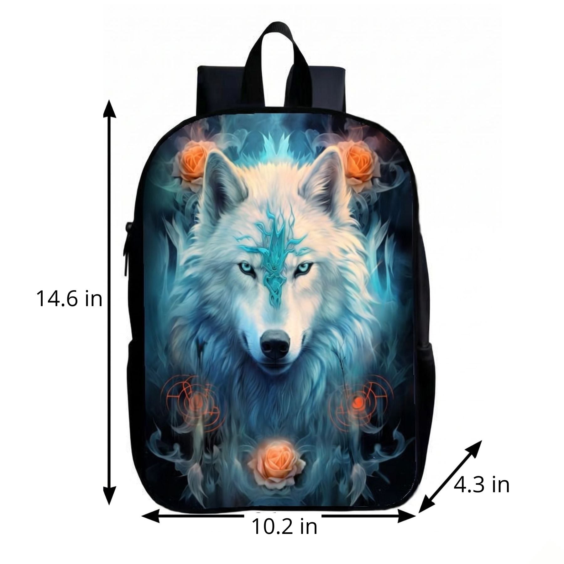 White Wolf School Backpack | Durable Polyester | Adjustable Shoulder Straps | Comfortable Fit
