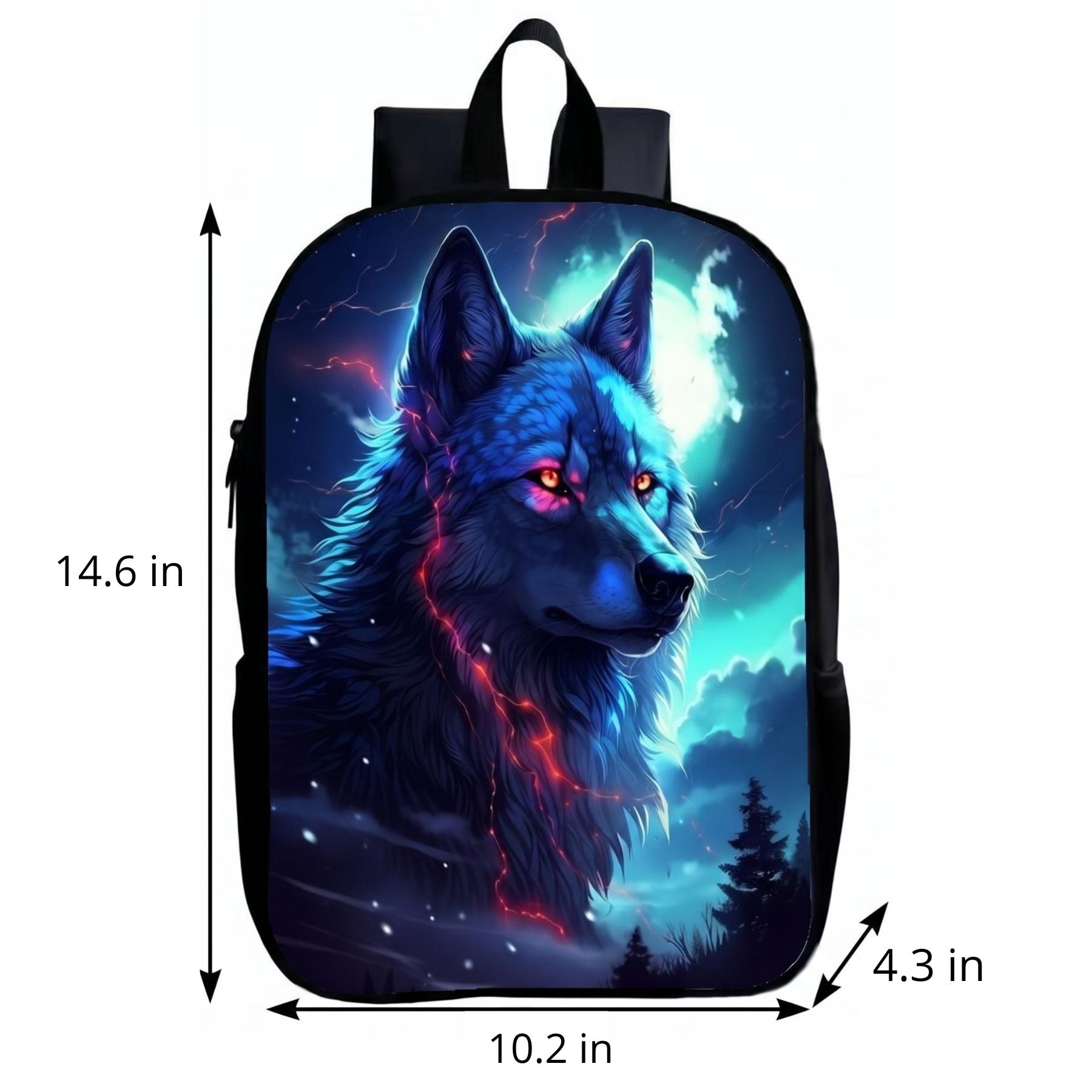 Glowing Wolf School Backpack | Durable Polyester | Adjustable Shoulder Straps | Comfortable Fit