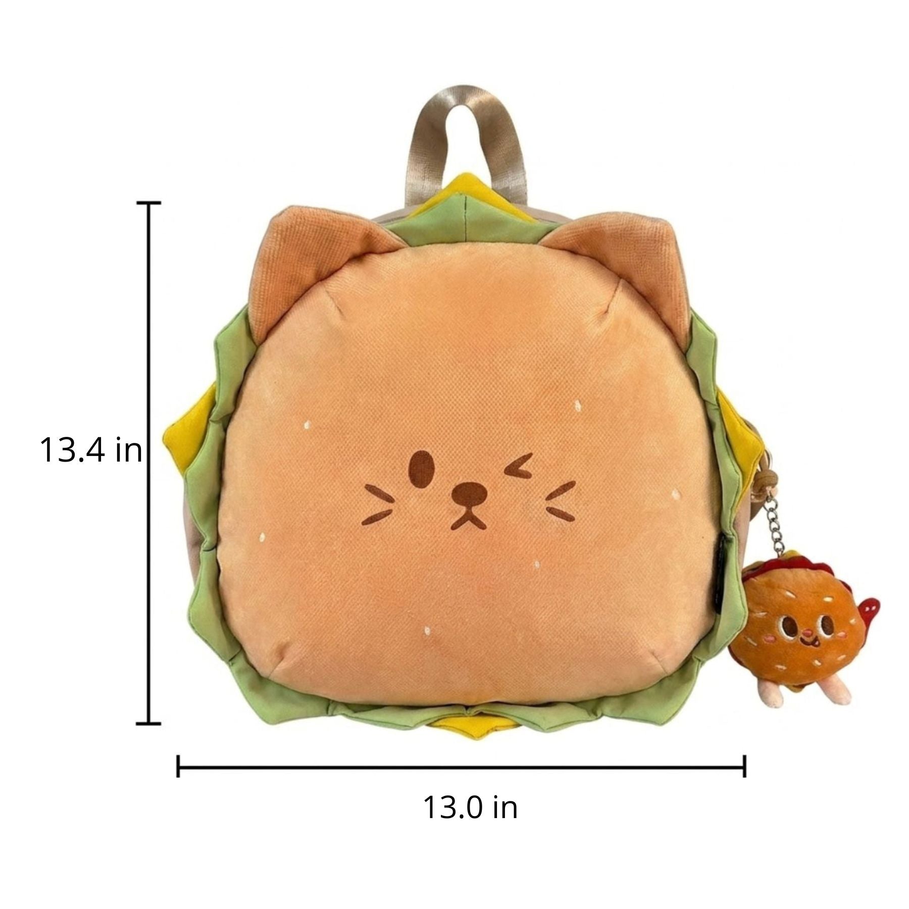 Kawaii Bear Hamburger Backpack | Hamburger Keyring Included | Soft Plush
