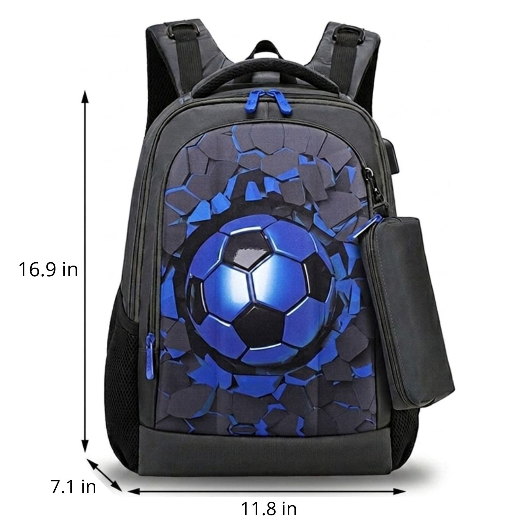 Boys' Football School Backpack Set | Matching Pencil Case | Durable Oxford Fabric