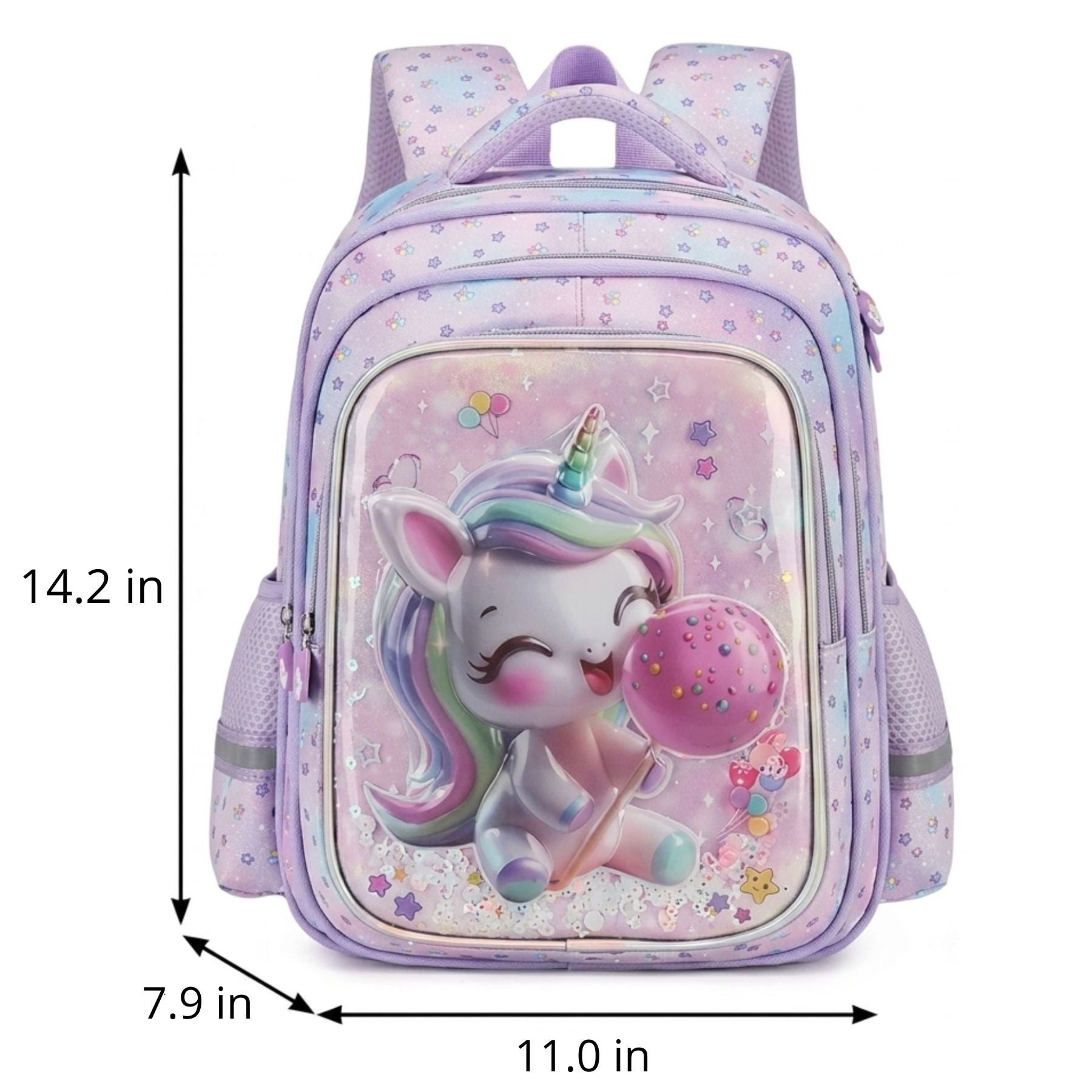 3D Unicorn School Backpack | Durable Oxford Fabric | Large Capacity | Glossy Front Panel