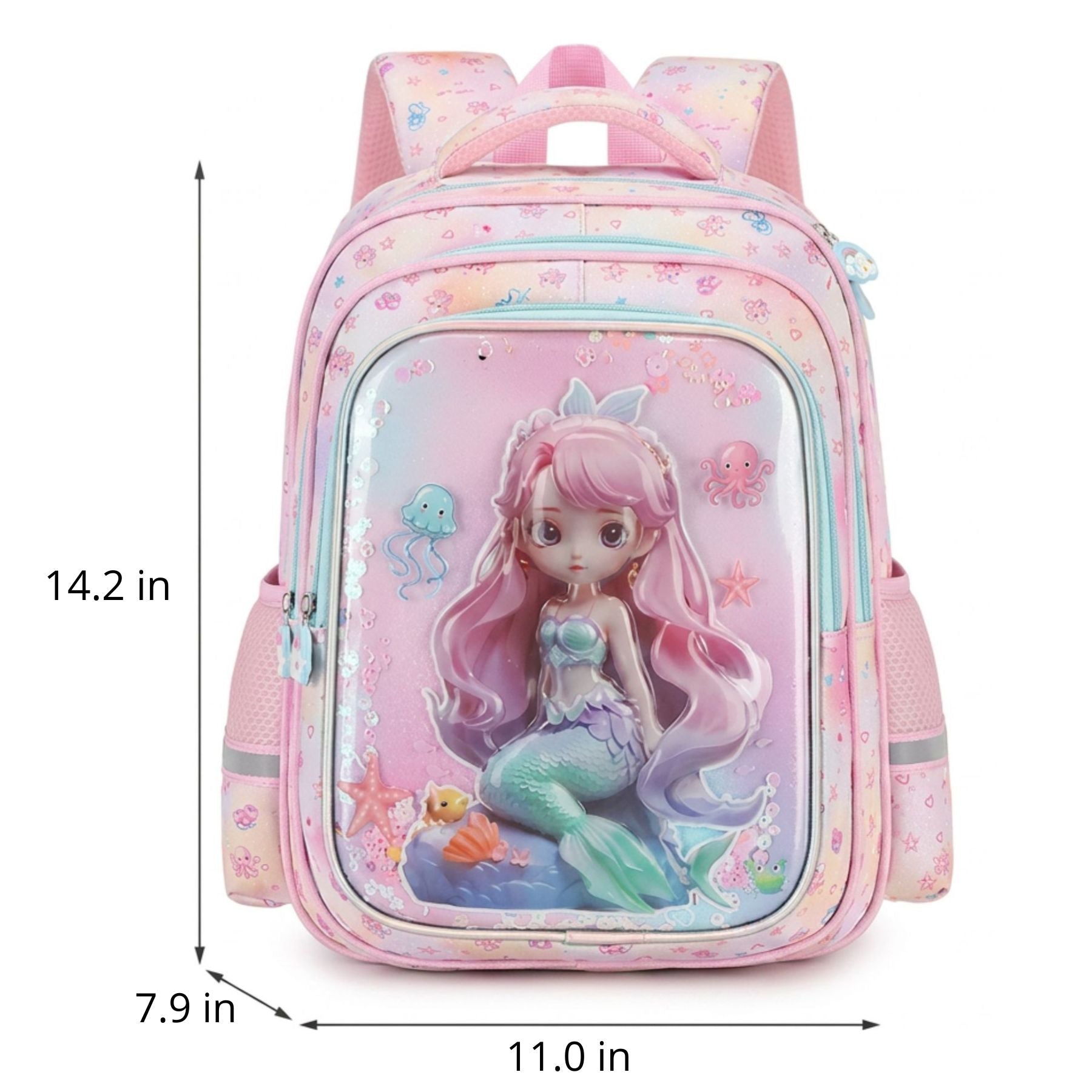 3D Mermaid School Backpack | Durable Oxford Fabric | Large Capacity | Breathable Back