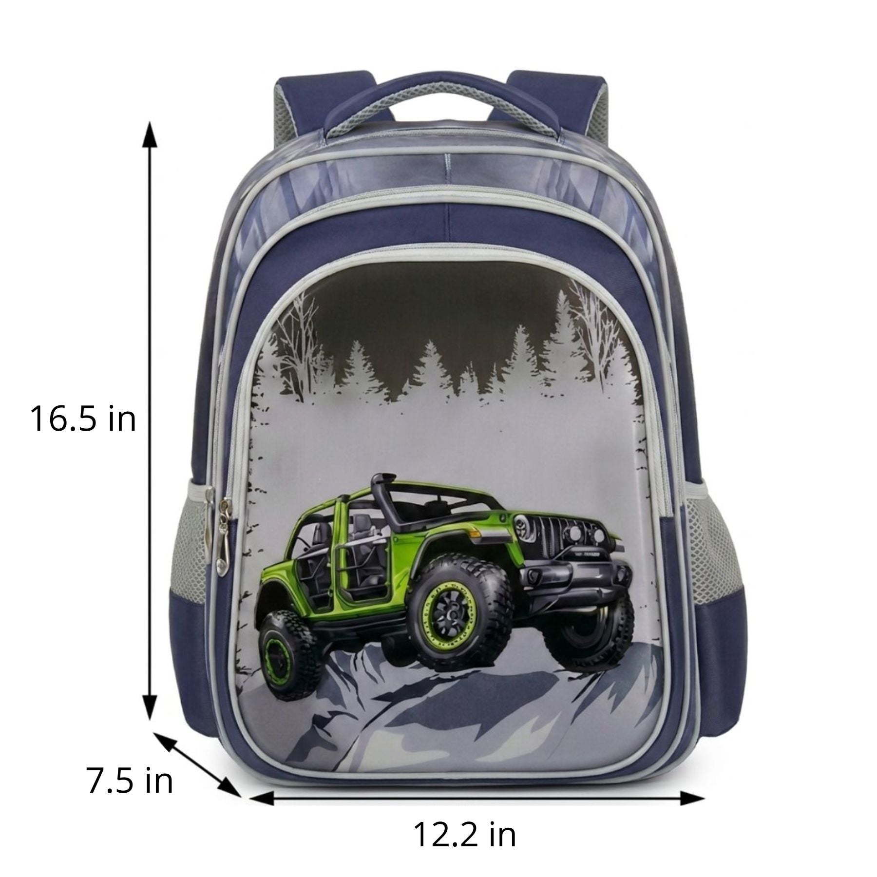 4x4 Car Rolling School Backpack Set | 3-Piece Set | Durable Oxford Fabric