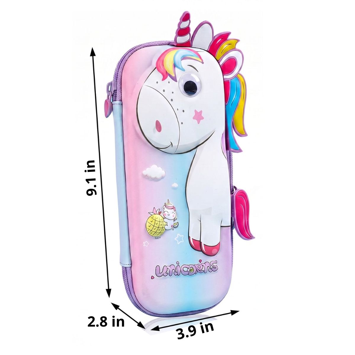 3D Unicorn EVA Pencil Case | Rigid Shell | Large Capacity | For Girls