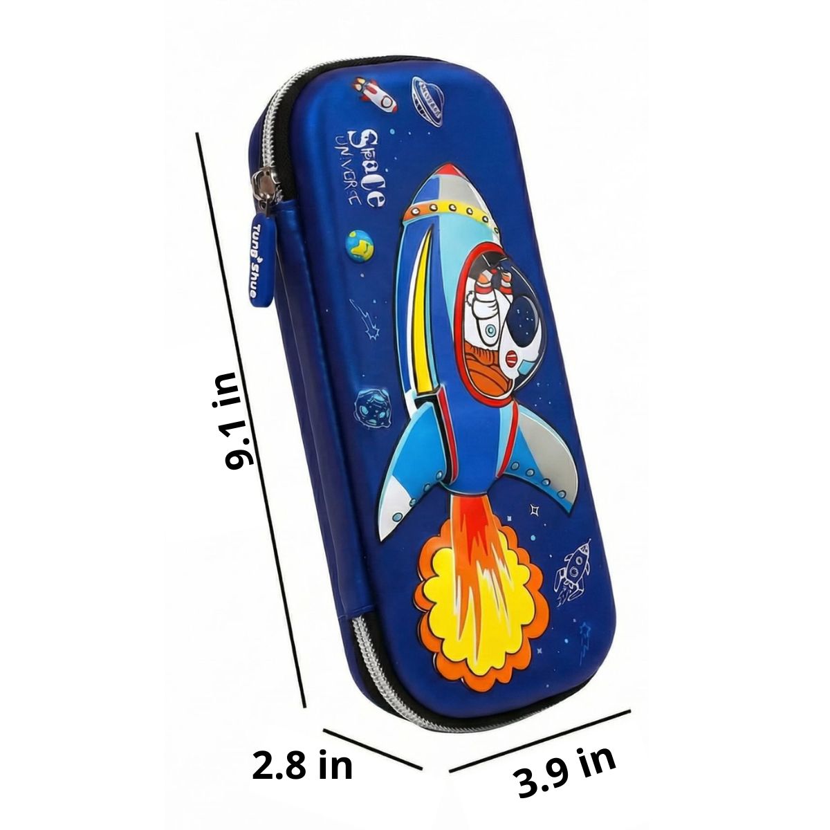 3D Rocket Pencil Case for Boys | Rigid EVA Shell | 3-Level Organiser | Space Theme