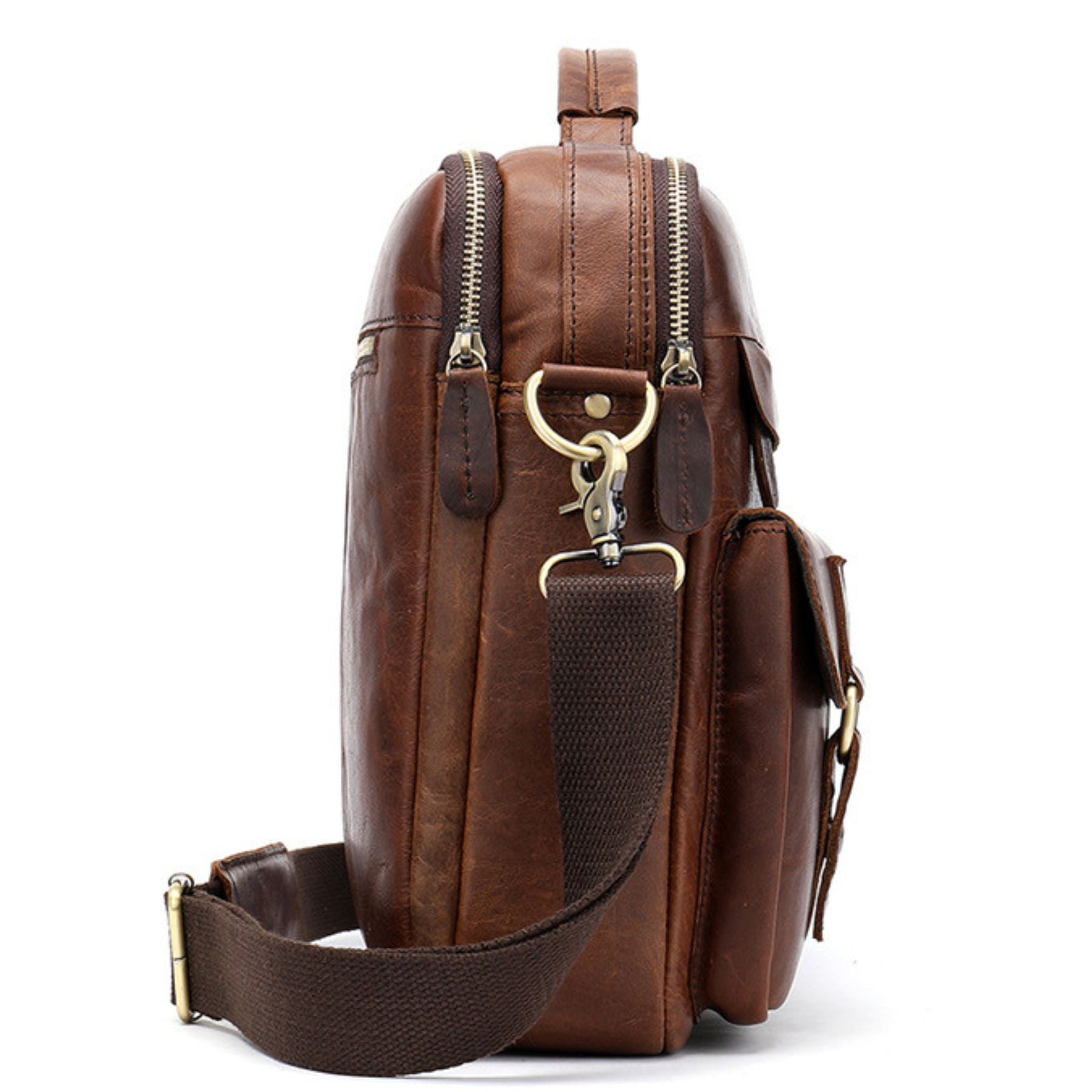 Sac bandoulière pour homme rétro vintage | Multiples poches | Cuir résistant