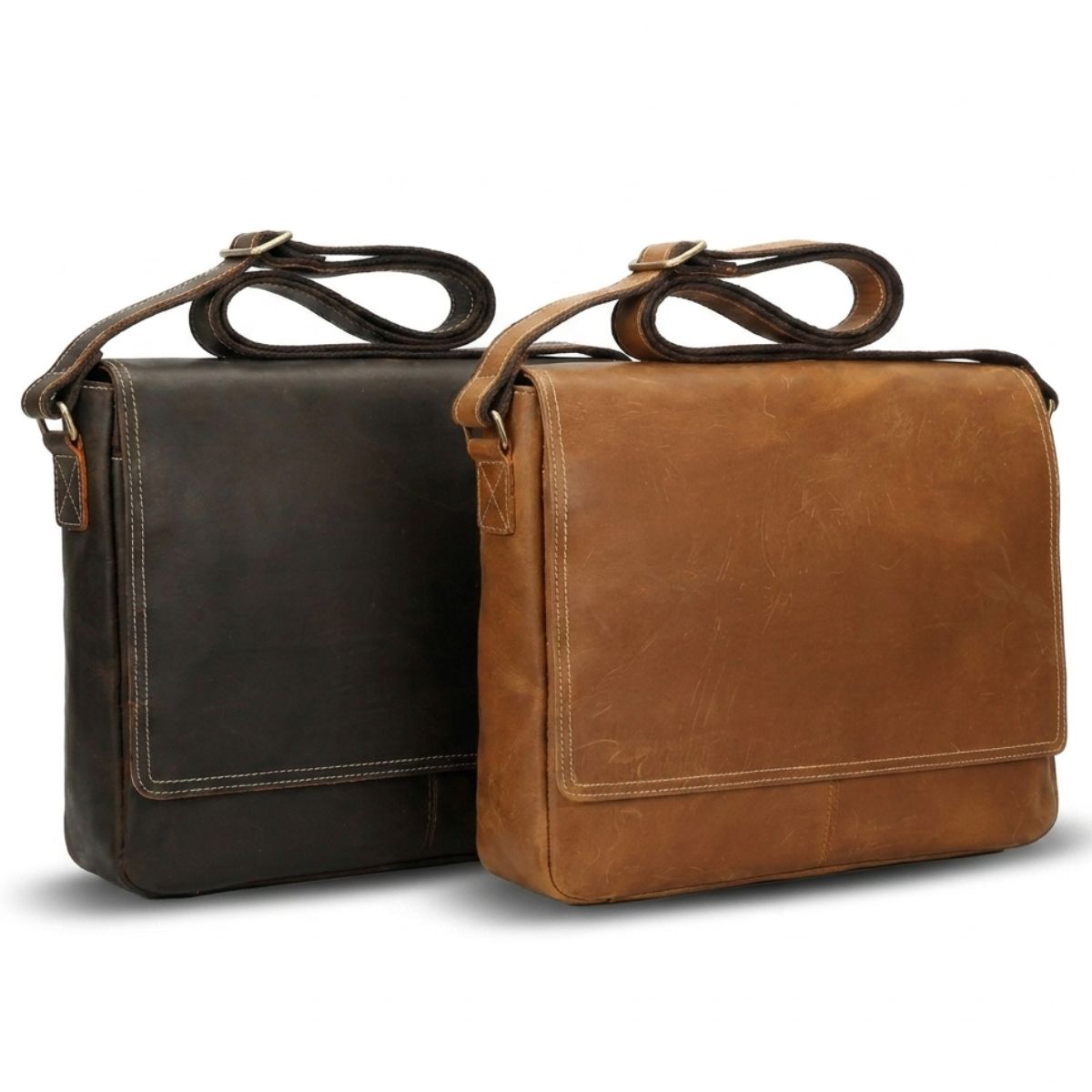 Sac bandoulière rétro homme | Multiples rangements | Cuir résistant