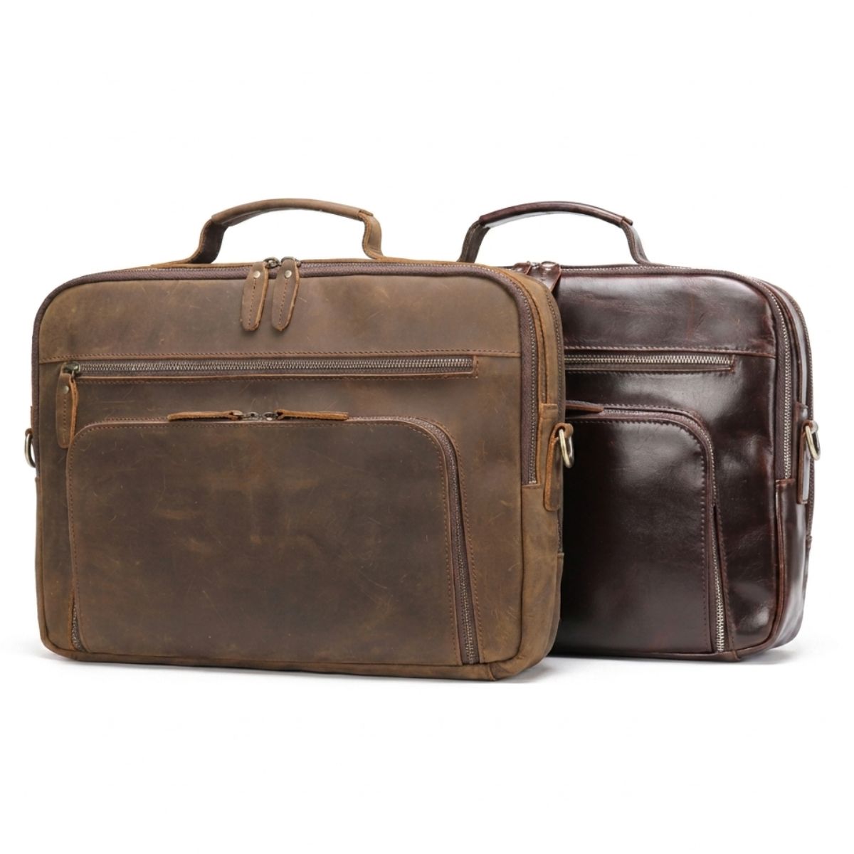 Sac bandoulière vintage homme | Compartiments multiples | Cuir véritable