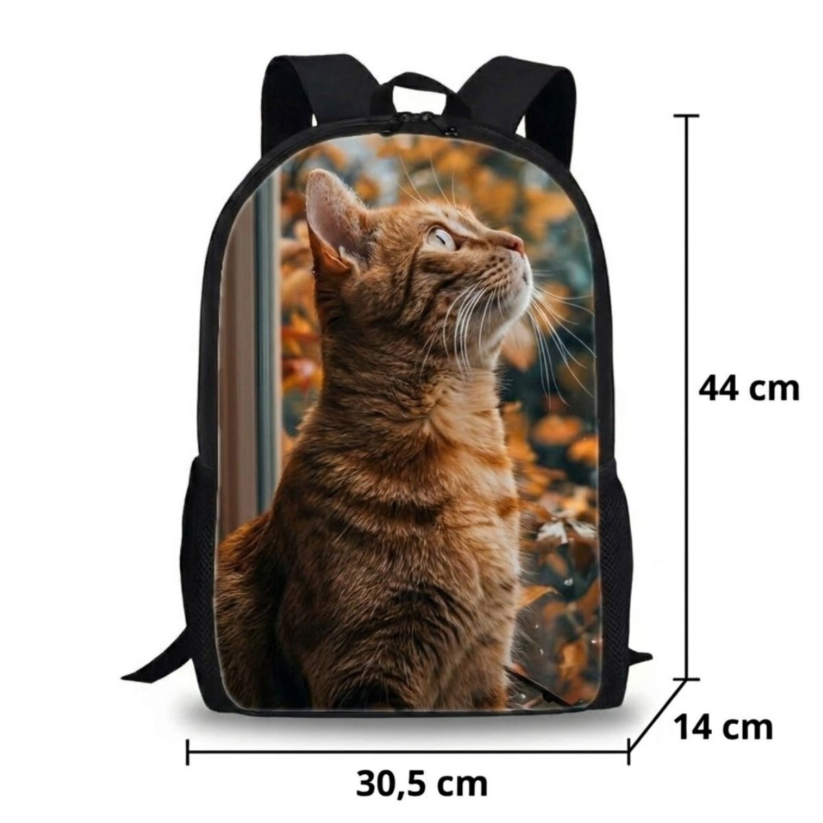 Sac à dos Chat | Ensemble 3 pièces (Sac + bandoulière + trousse) | Polyester résistant