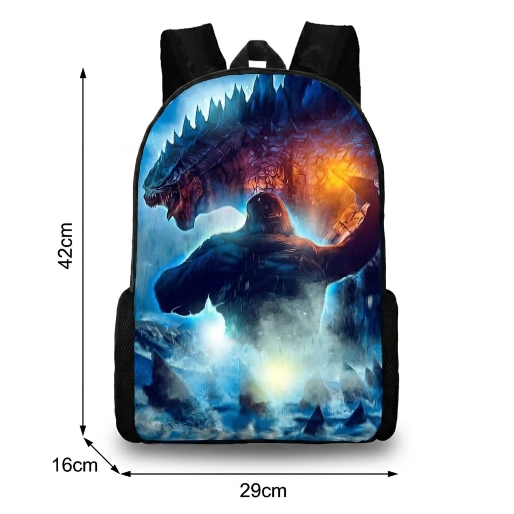 Sac à dos Godzilla pour enfant | Ensemble 3 pièces (sac + lunch bag + trousse) | Oxford imperméable