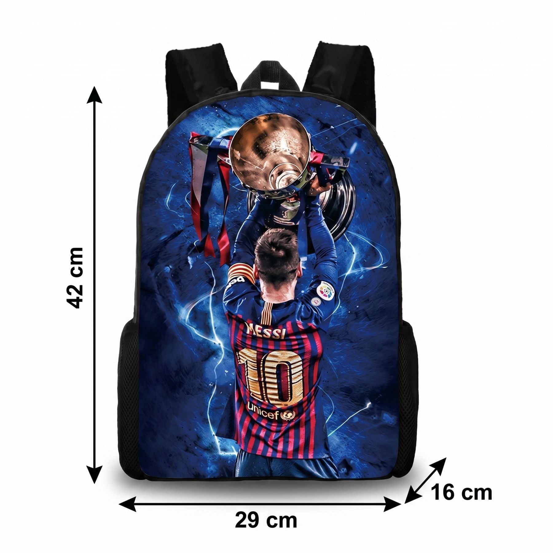 Sac à dos Messi | Ensemble 3 pièces (sac + bandoulière + trousse) | Tissu Oxford résistant