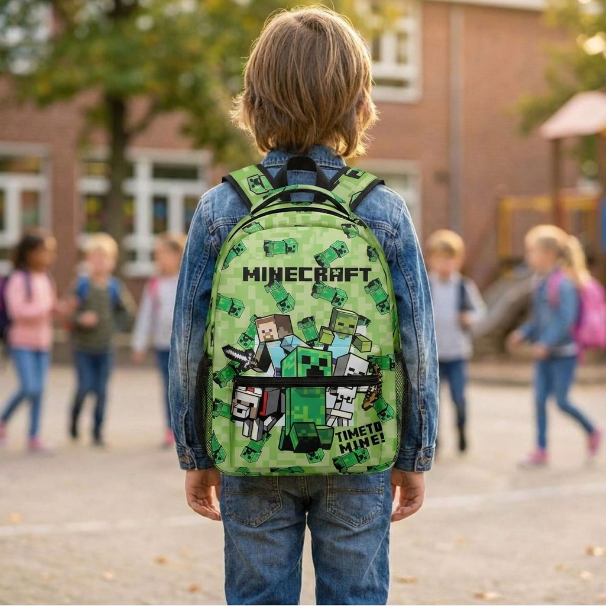 Sac à dos Minecraft | Ensemble 3 pièces  (sac + bandoulière + trousse) | Polyester résistant