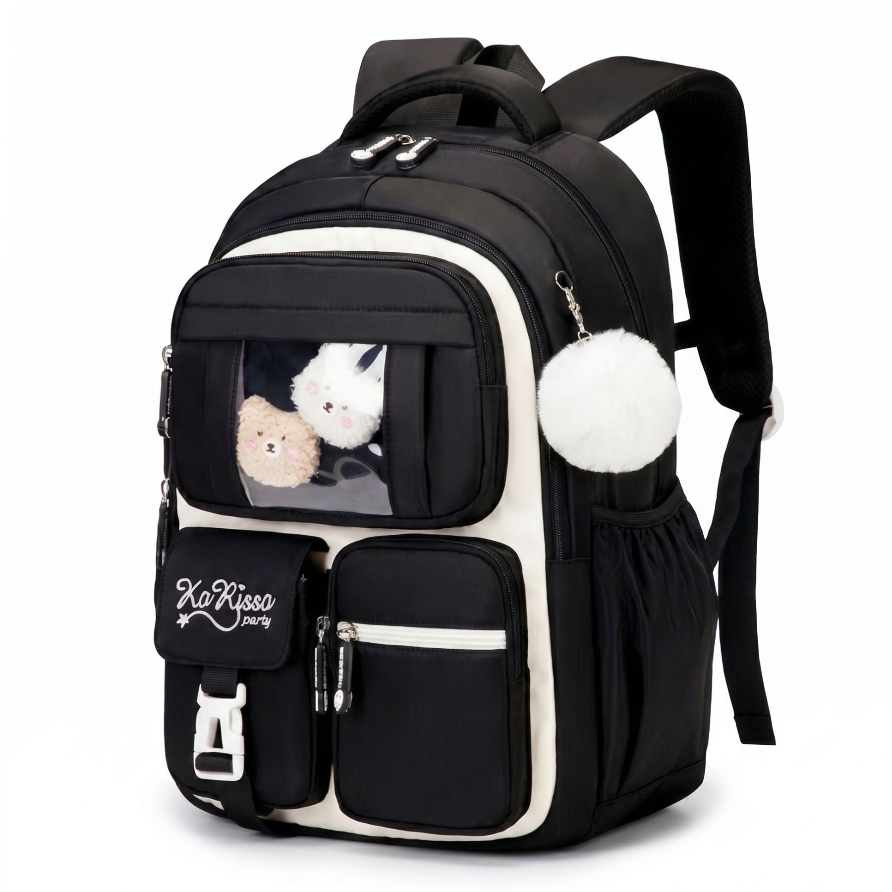 Sac à dos Princesse Kawaii Noir | Grand sac scolaire fille | Oxford résistant