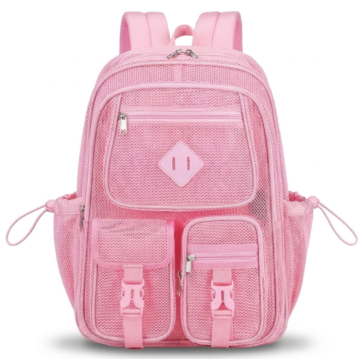 Sac à dos Scolaire grillagé | Multiples poches | Polyester résistant