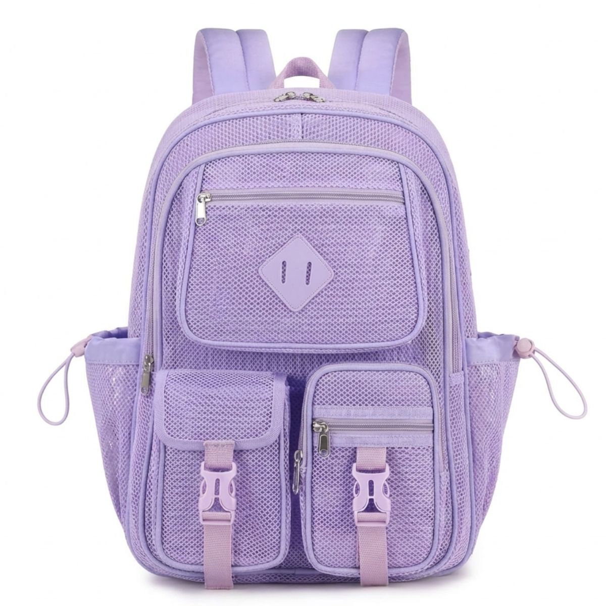 Sac à dos Scolaire grillagé | Multiples poches | Polyester résistant