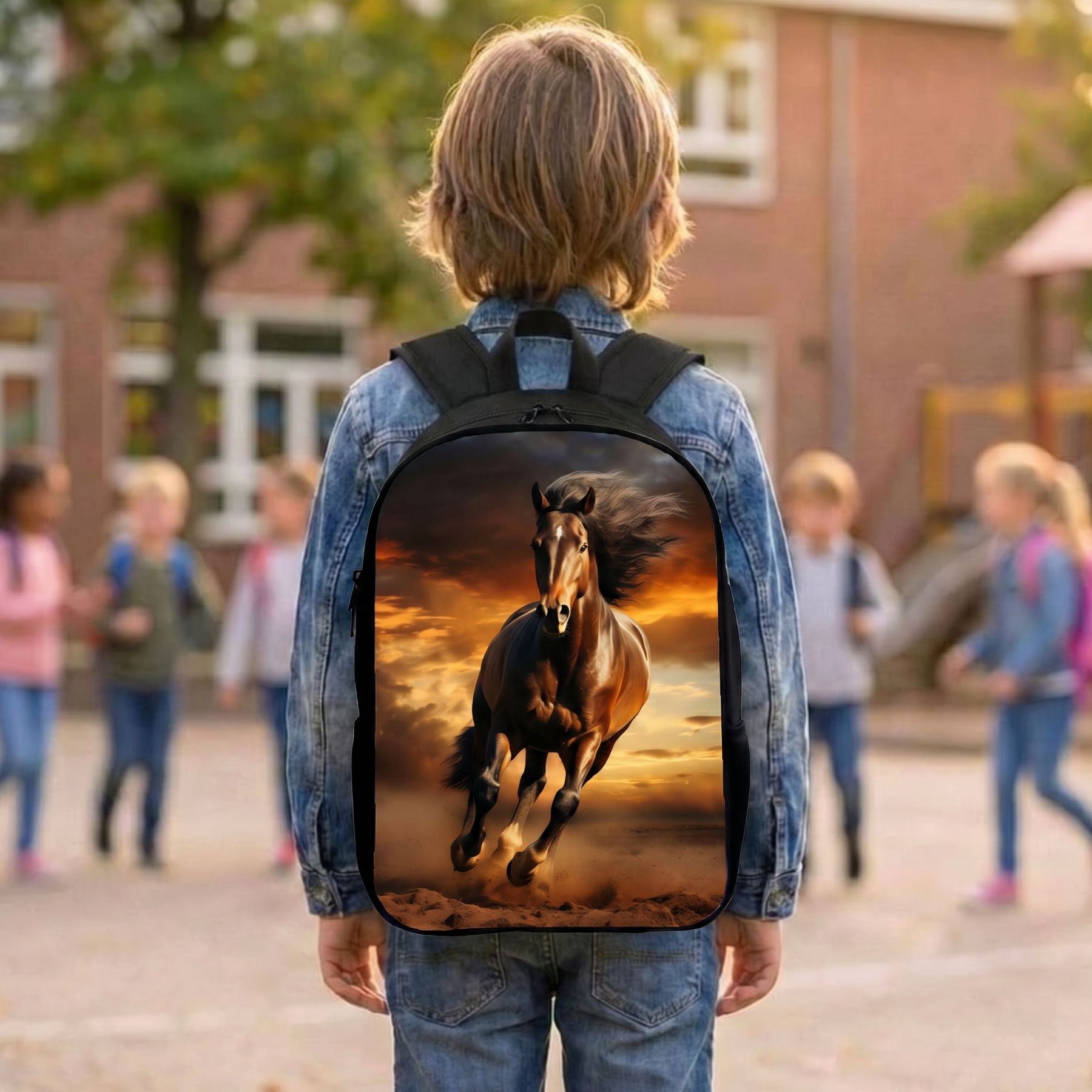 Sac à dos cheval galopant | Bretelles réglables | Polyester résistant | Port confortable
