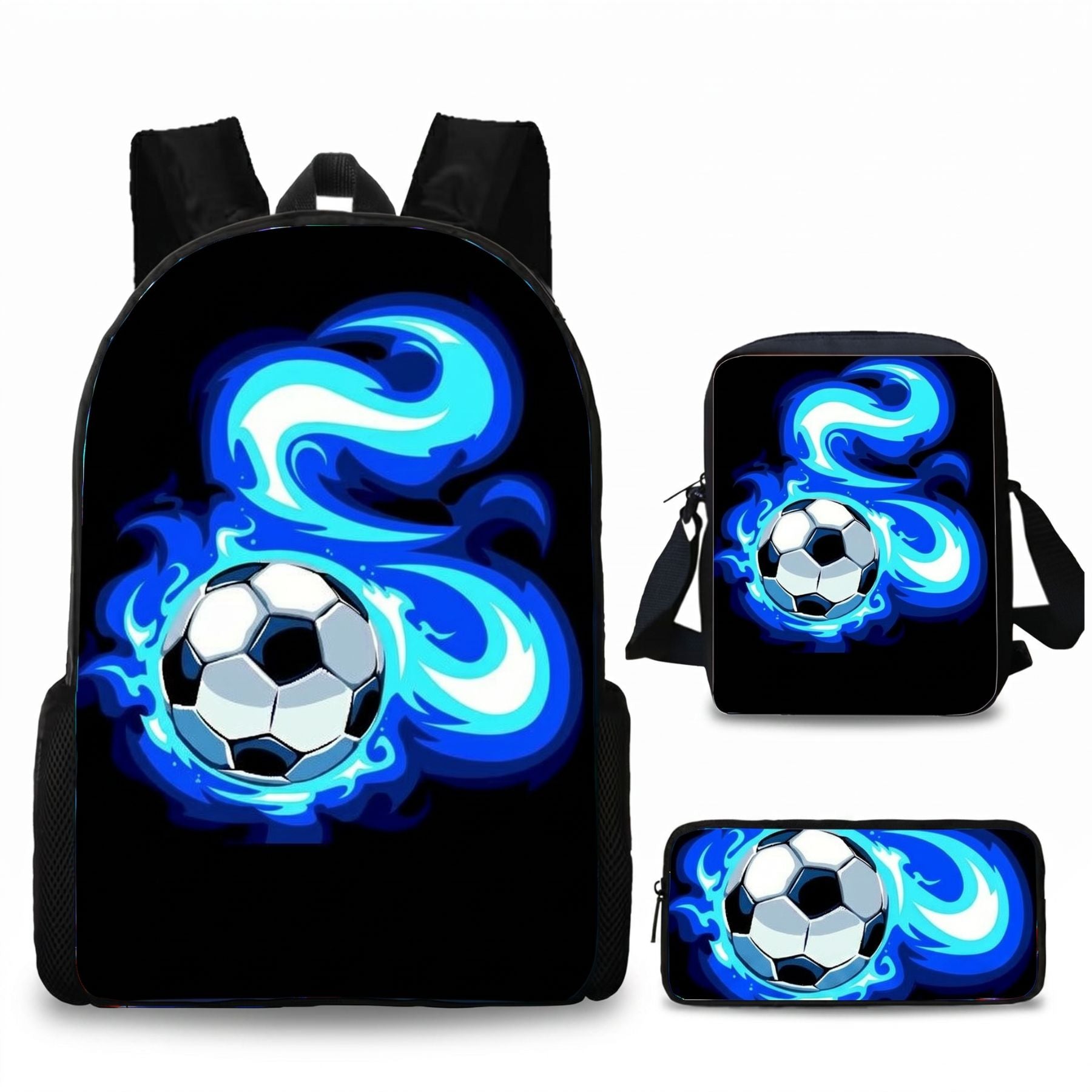 Sac à dos enfant football | Kit 3 pièces (sac + bandoulière + trousse) | Oxford résistant