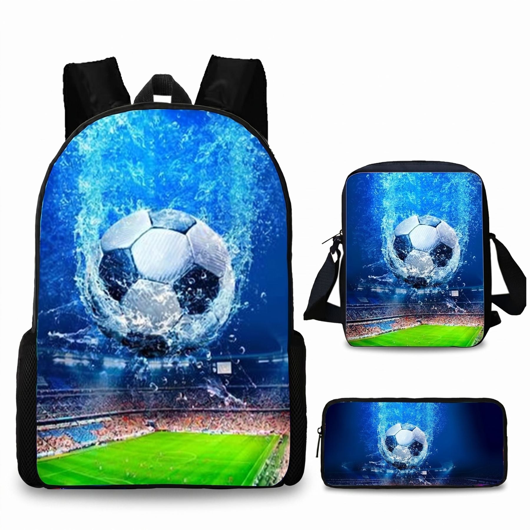 Sac à dos enfant football | Kit 3 pièces (sac + bandoulière + trousse) | Oxford résistant