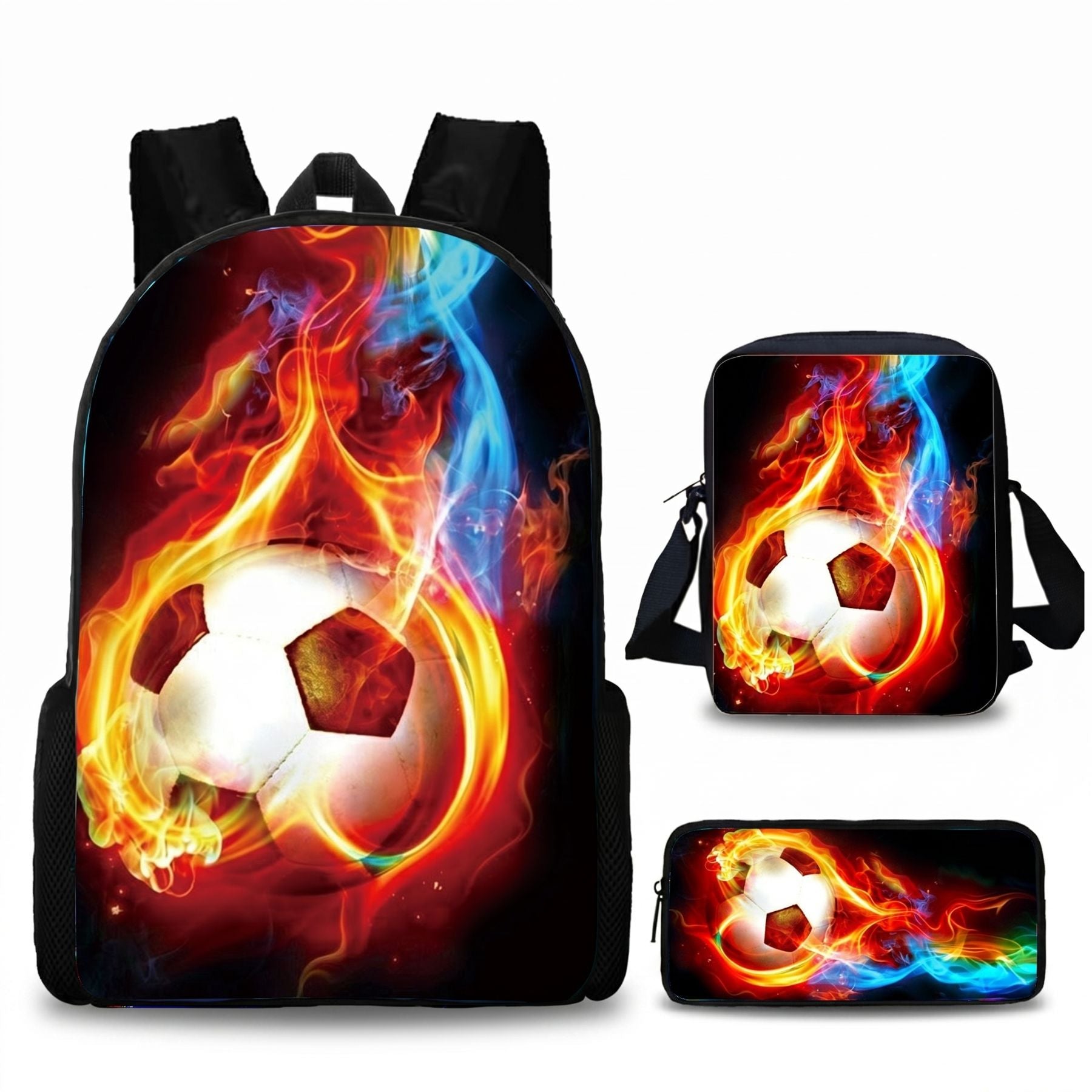Sac à dos enfant football | Kit 3 pièces (sac + bandoulière + trousse) | Oxford résistant