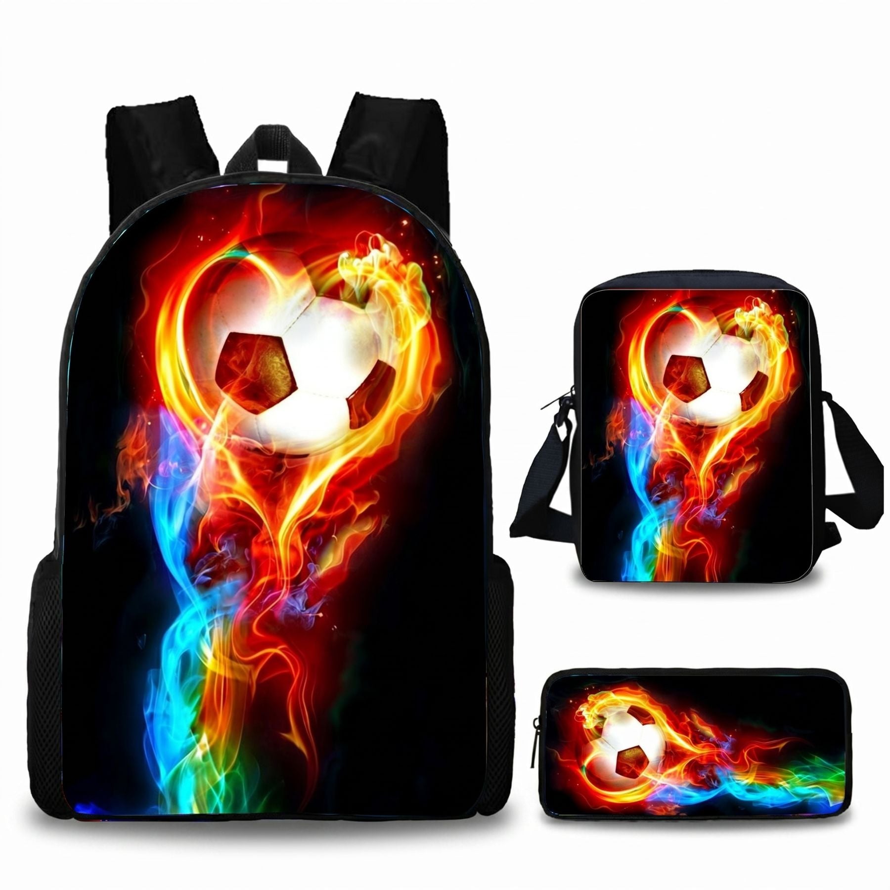 Sac à dos enfant football | Kit 3 pièces (sac + bandoulière + trousse) | Oxford résistant