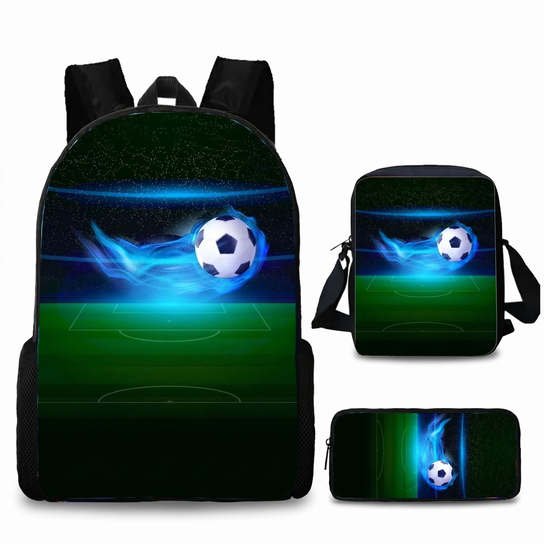 Sac à dos enfant football | Kit 3 pièces (sac + bandoulière + trousse) | Oxford résistant