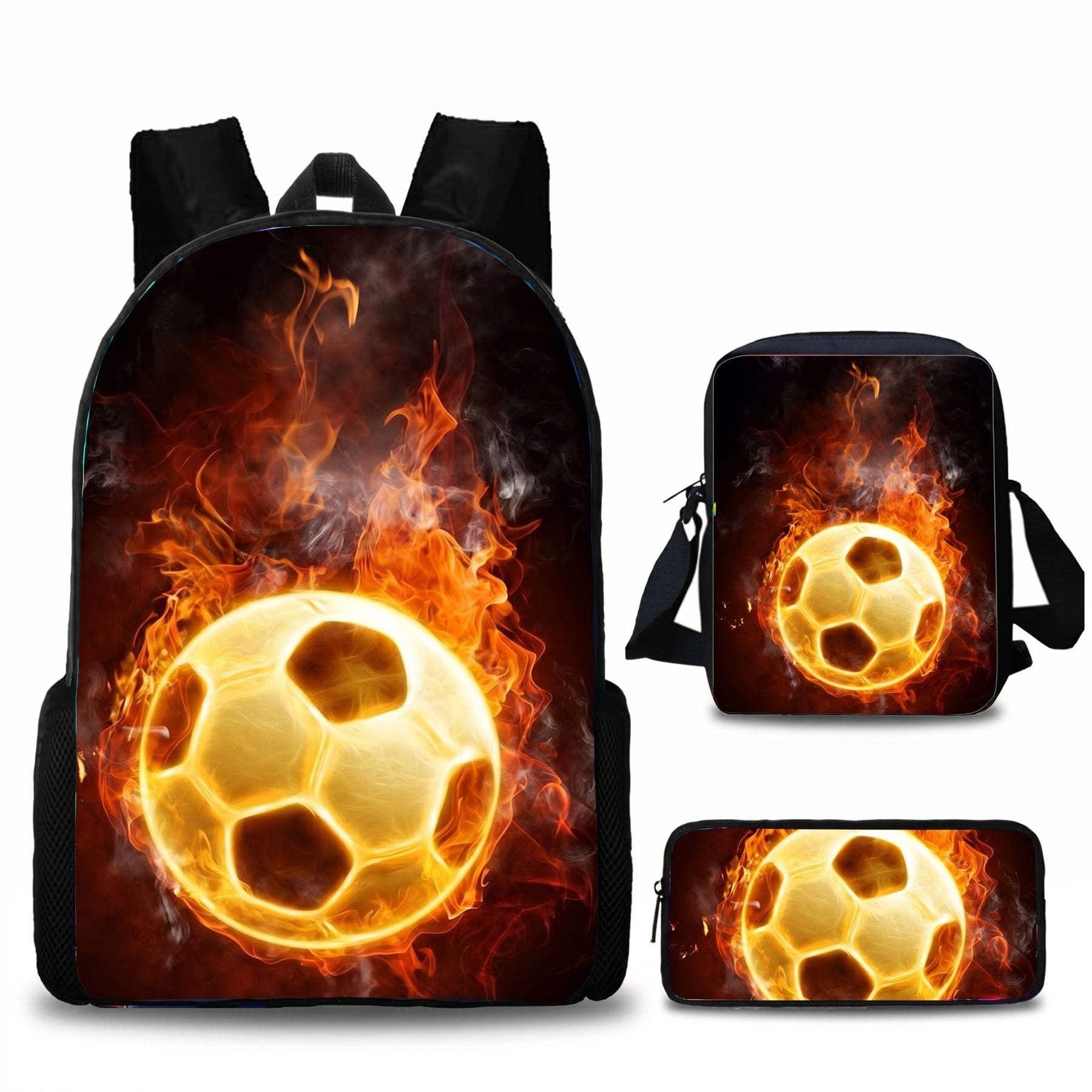 Sac à dos enfant football | Kit 3 pièces (sac + bandoulière + trousse) | Oxford résistant