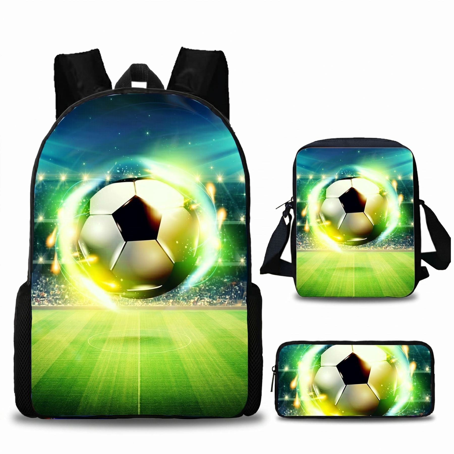 Sac à dos enfant football | Kit 3 pièces (sac + bandoulière + trousse) | Oxford résistant