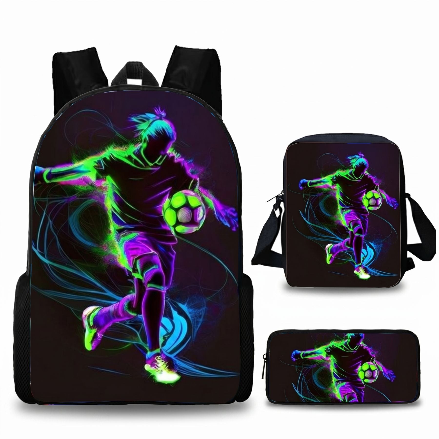 Sac à dos enfant football | Kit 3 pièces (sac + bandoulière + trousse) | Oxford résistant