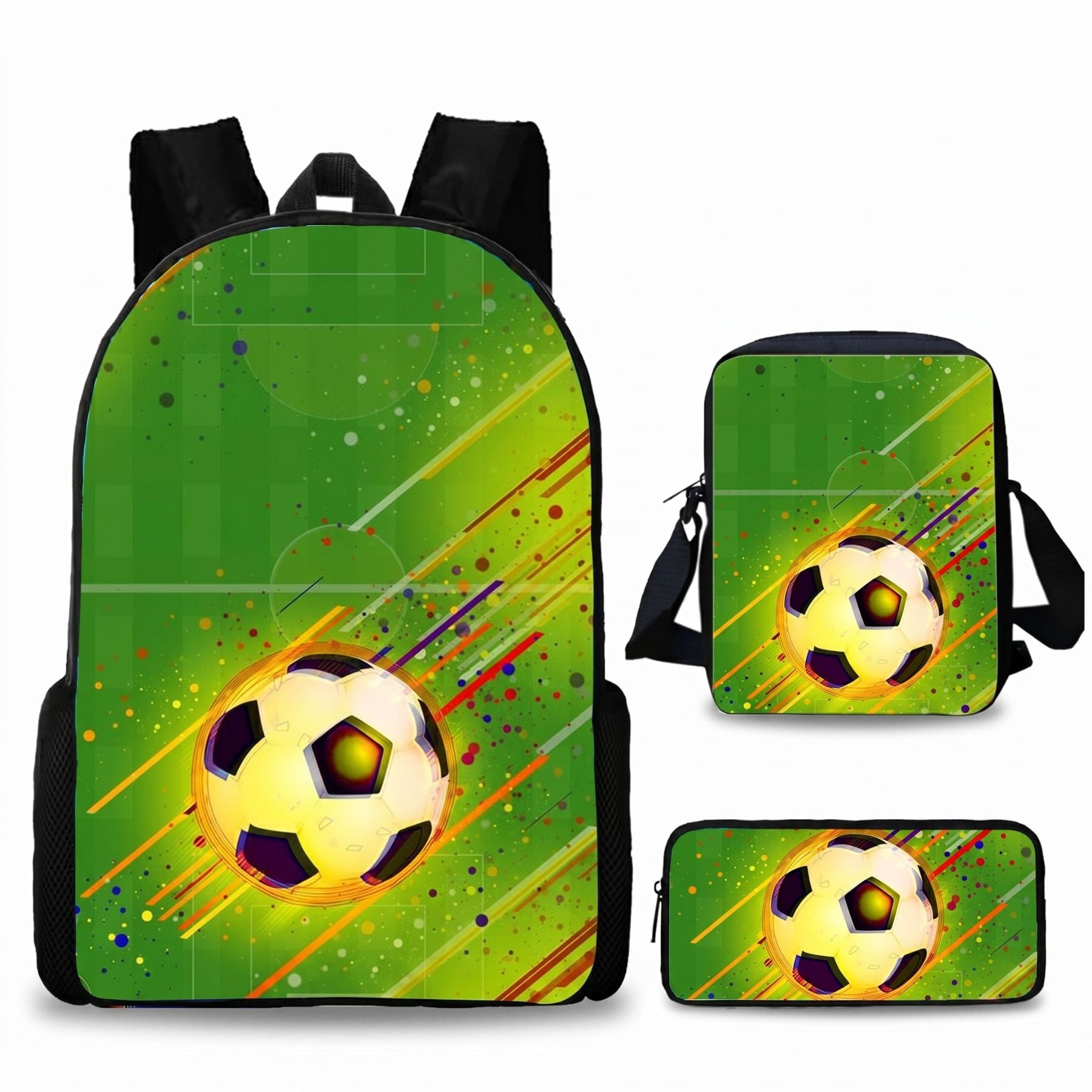 Sac à dos enfant football | Kit 3 pièces (sac + bandoulière + trousse) | Oxford résistant