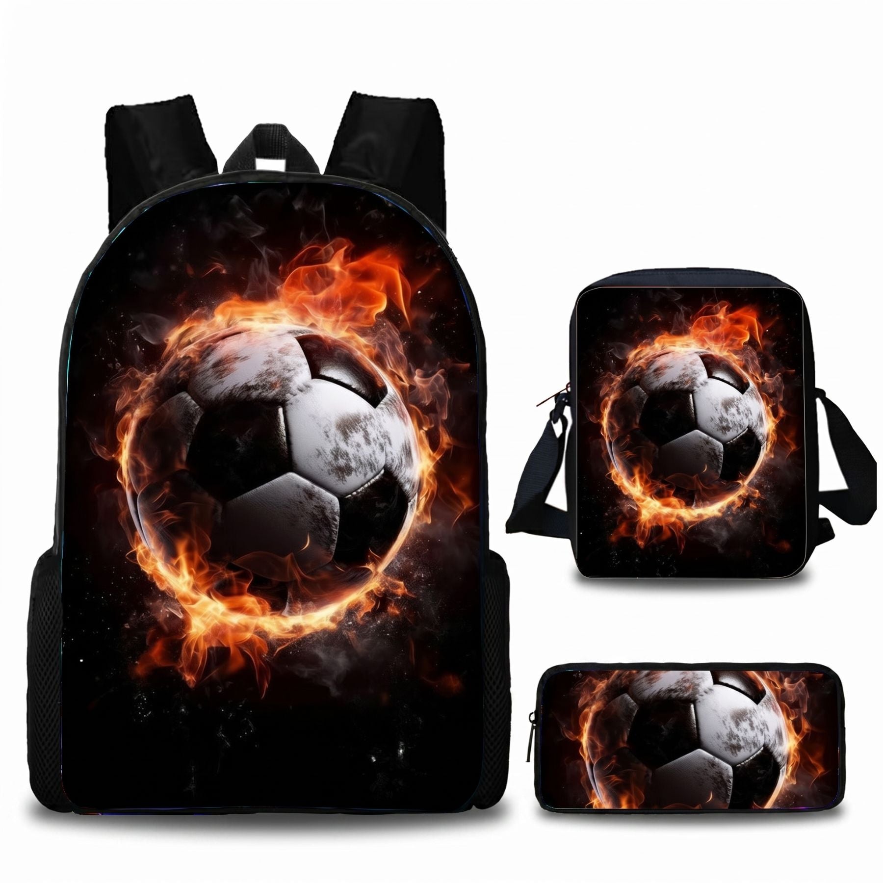 Sac à dos enfant football | Kit 3 pièces (sac + bandoulière + trousse) | Oxford résistant