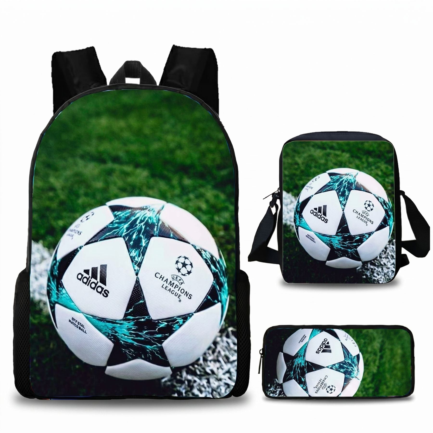 Sac à dos enfant football | Kit 3 pièces (sac + bandoulière + trousse) | Oxford résistant