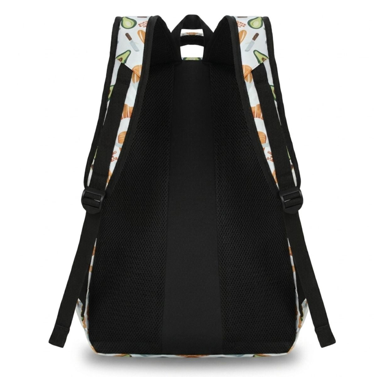 Sac à dos en polyester | Motif avocats et croissants | Bretelles respirantes | Usage quotidien