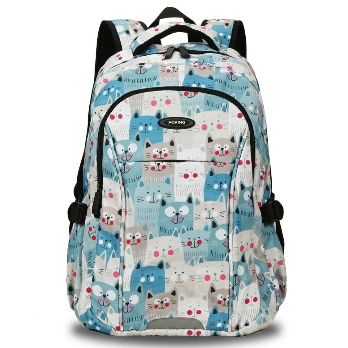 Sac à dos en polyester | Motif chats | Bretelles respirantes | Usage quotidien